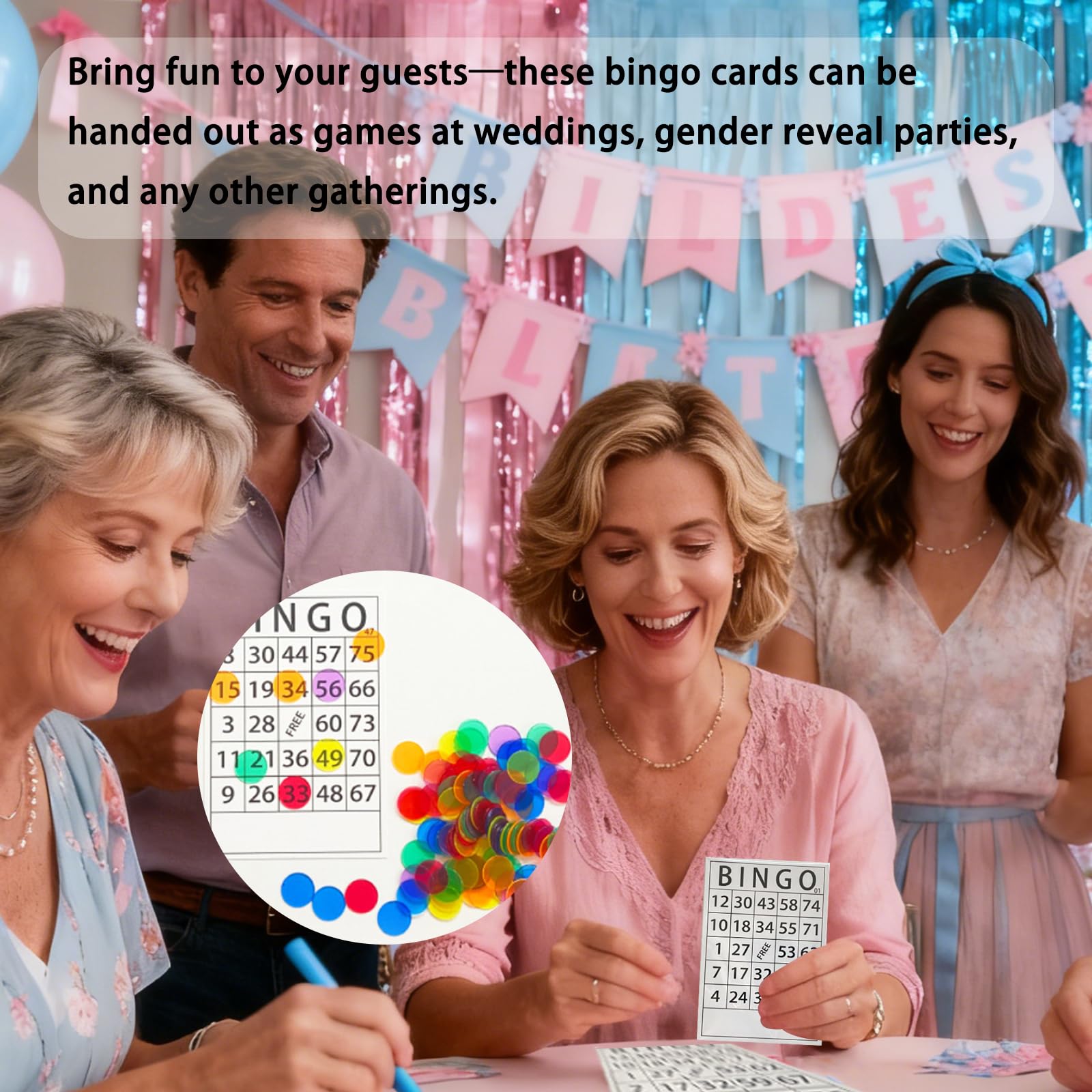 Carte Bingo Gioco tombola 60 Pezzi Formato Gigante 15.5x10 cm Multicolore per Feste Compleanni Matrimoni Eventi Famiglia Amici Divertimento interattivo Bambini Adulti riutilizzabili
