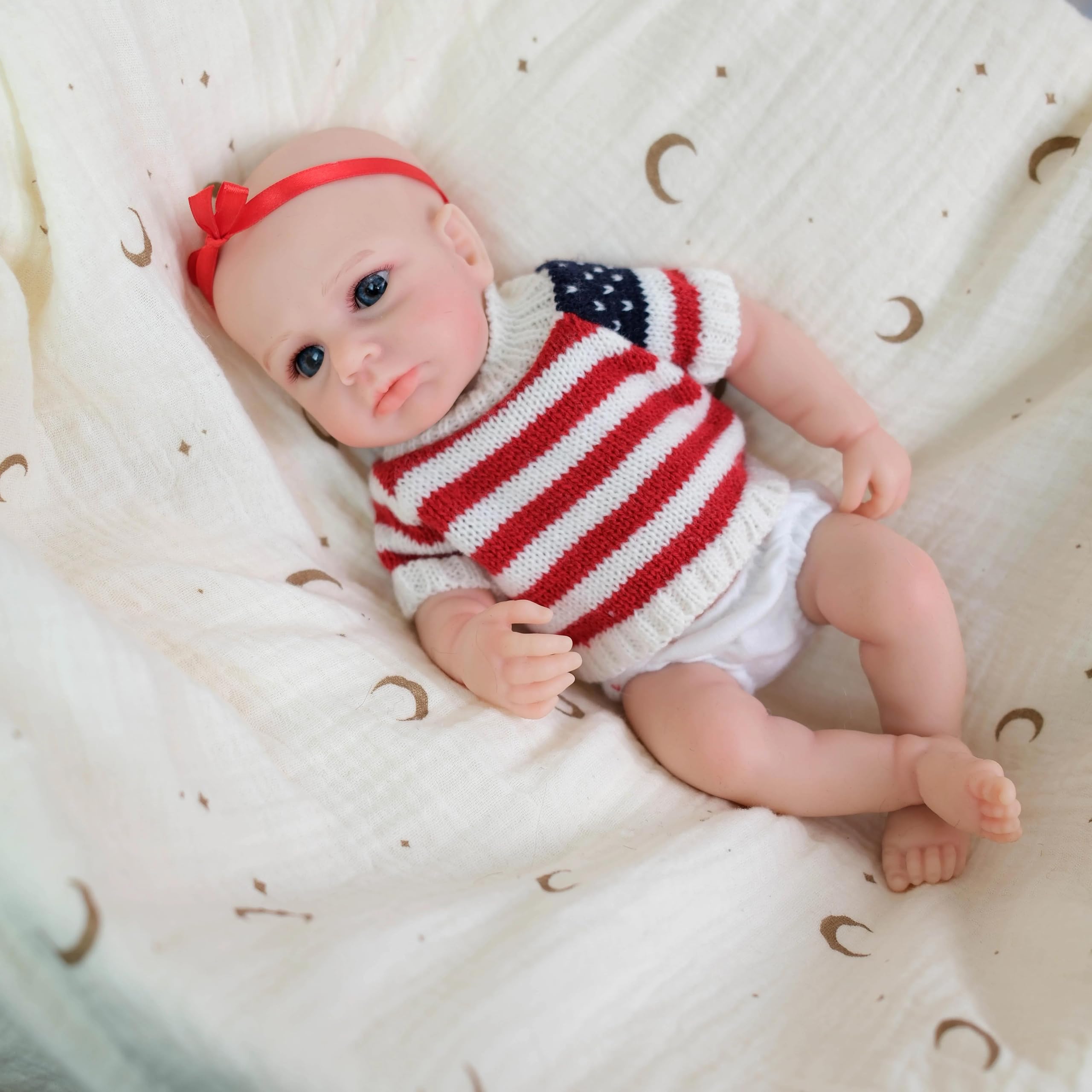 RXDOLL Bambole rinate in silicone completo Posable 12 pollici Realistico Neonato Bambola Solido Silicone Full Body Girl Impermeabile Realistico Morbido Reborn Bambole Loulou Sveglio