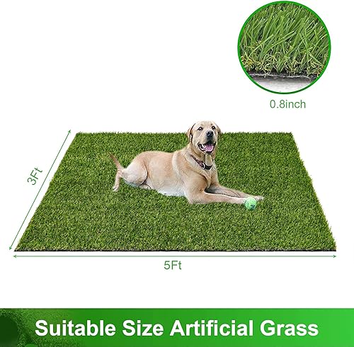 Miniatura 2 de Ileading Alfombra de césped artificial de 2 x 6 pies de largo, alfombra de césped artificial para exteriores, alfombra de césped artificial con