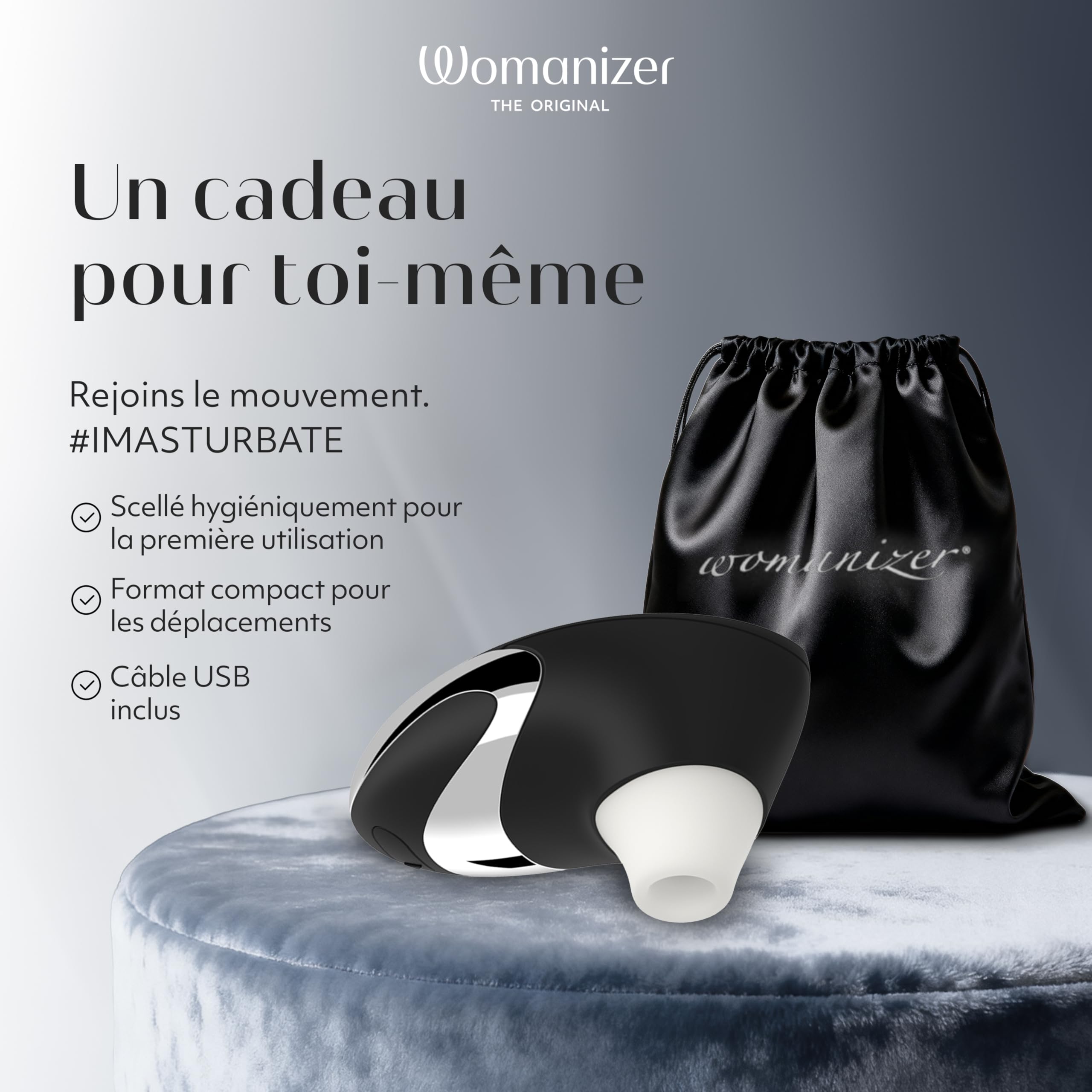 Womanizer W500 Suceur de clitoris | Stimulateur Clitoridien avec 12 niveaux d'intensité | Sex Toy aspirant Silencieux et étanche | Jouet Sexuel pour Femme | Noir
