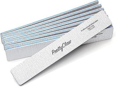 PrettyClaw | 10pc Professional Nail File 180/240 Grit Zebra Rectangle Acrylic Nail Files Plastic Center Double Sided Zebra Emery Board for Nails Washable 7 inch Nail File