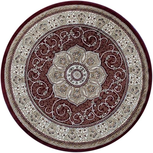 Masada Rugs - Alfombra tradicional con diseño 404 borgoña (7 pies 3 pulgadas x 7 pies 3 pulgadas) redonda