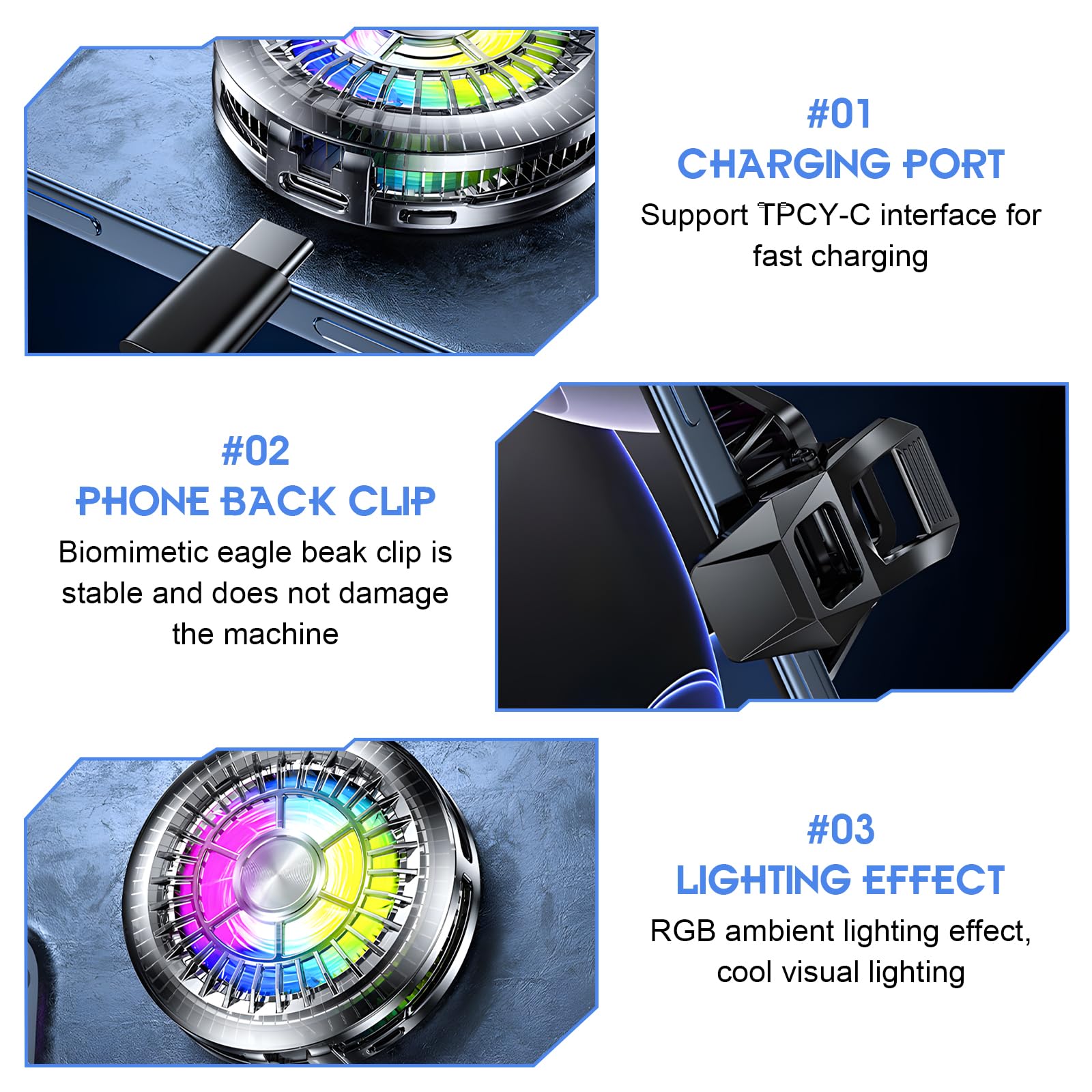 Radiatore magnetico per cellulare da 15 W, con luce LED, design magnetico e clip, 4800 – 5500 RPM, raffreddamento ultra silenzioso per smartphone da 4 – 7,5 pollici, universale, compatibile per gaming