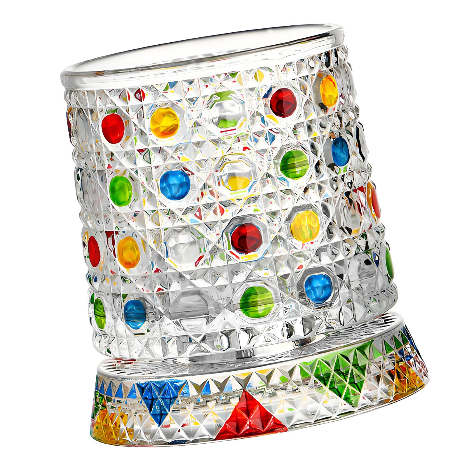 Kfwfuaee Rotating Glass Drinking Cup Hand Painted Rotating Whiskeys Glasses Crystal Glasses Tumblers Drinkware Easy to Clean Crystal Tumblers Drinkware