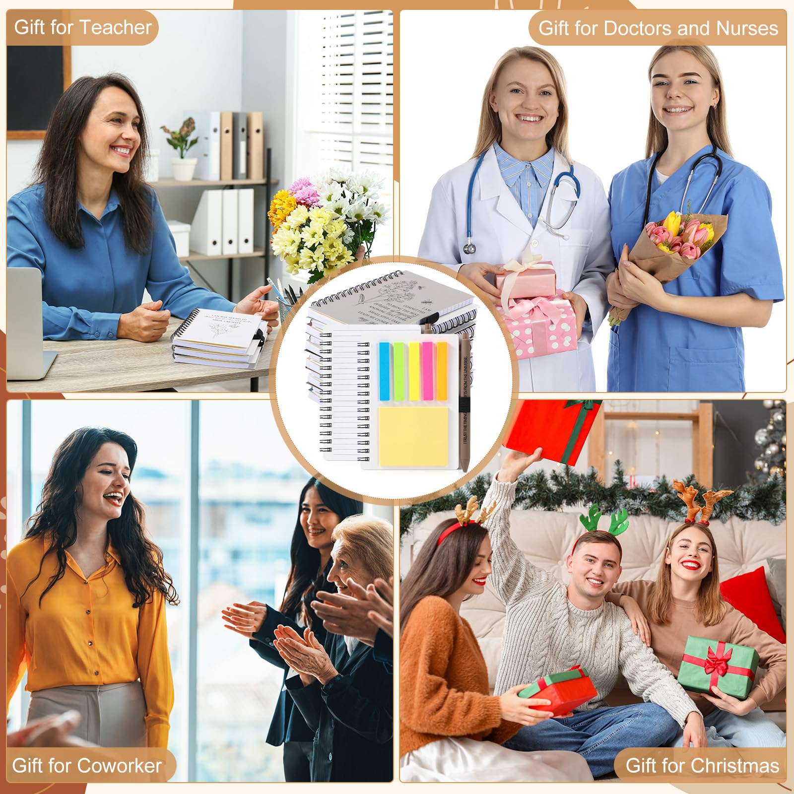 Kosiz Set da 48 pezzi/24 regali di affermazione positiva, diari a spirale con penne, regali per la festa del papà, dipendenti, colleghi, insegnanti, infermiere, volontari, studenti (semplice)