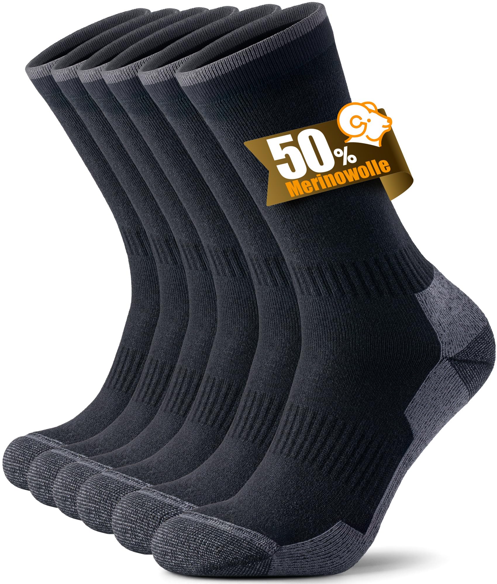 PULIOU Merino Socken Herren Damen Thermosocken Wandersocken Outdoor & Trekking-Socken, Anti-Blasen, Gepolstert Arbeitssocken Wintersocken