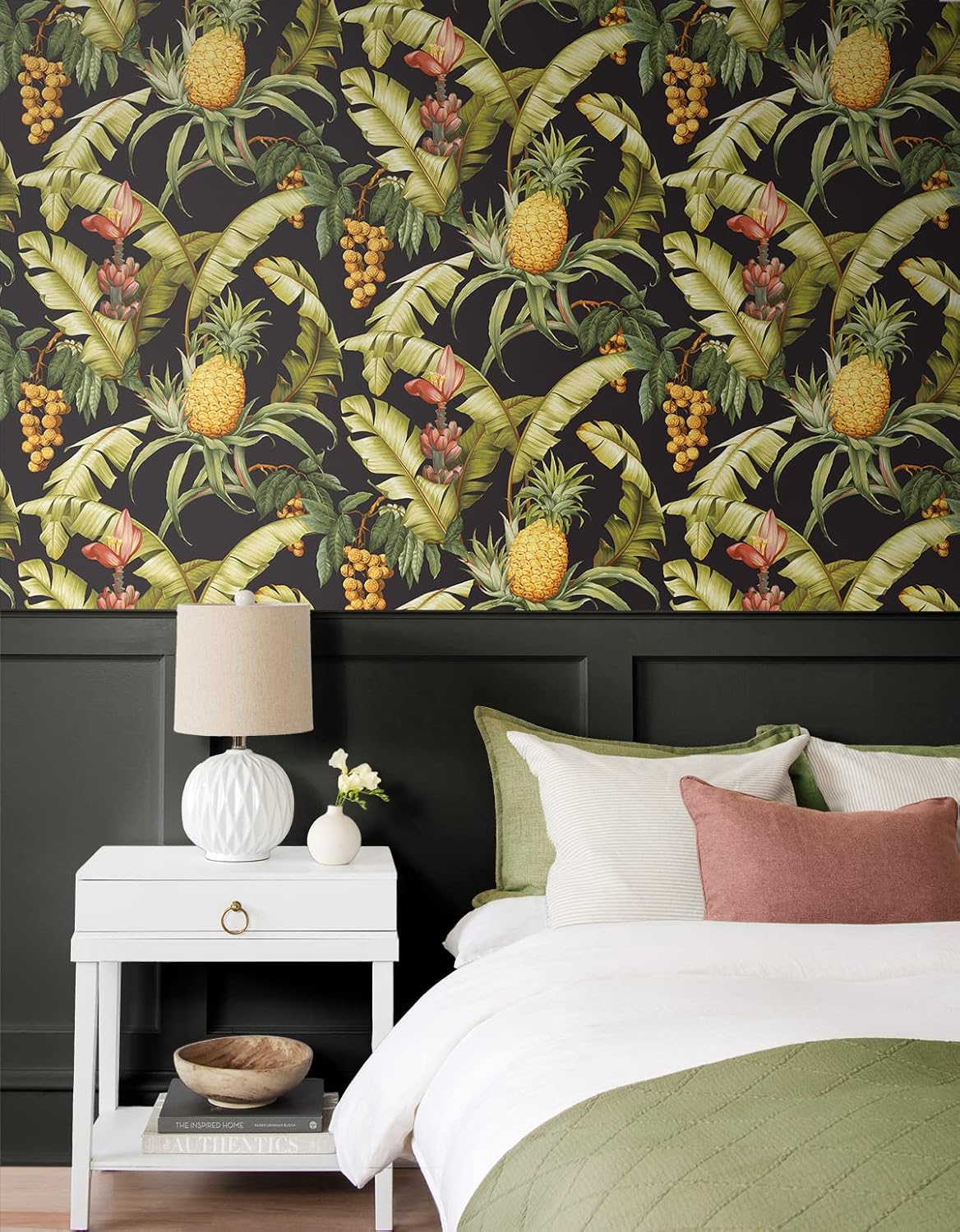 NextWall Pineapple Floral Peel and Stick Wallpaper (Ebony)
