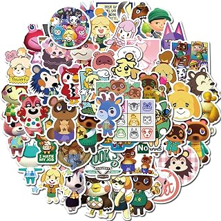 50Pcs Animal Crossings Stickers for Kids, Cute Cartoon Game Animal Crossings Sticker for Girl, Kawaii Waterproof Vinyl Sticker for Teen Water Bottle Laptop Phone