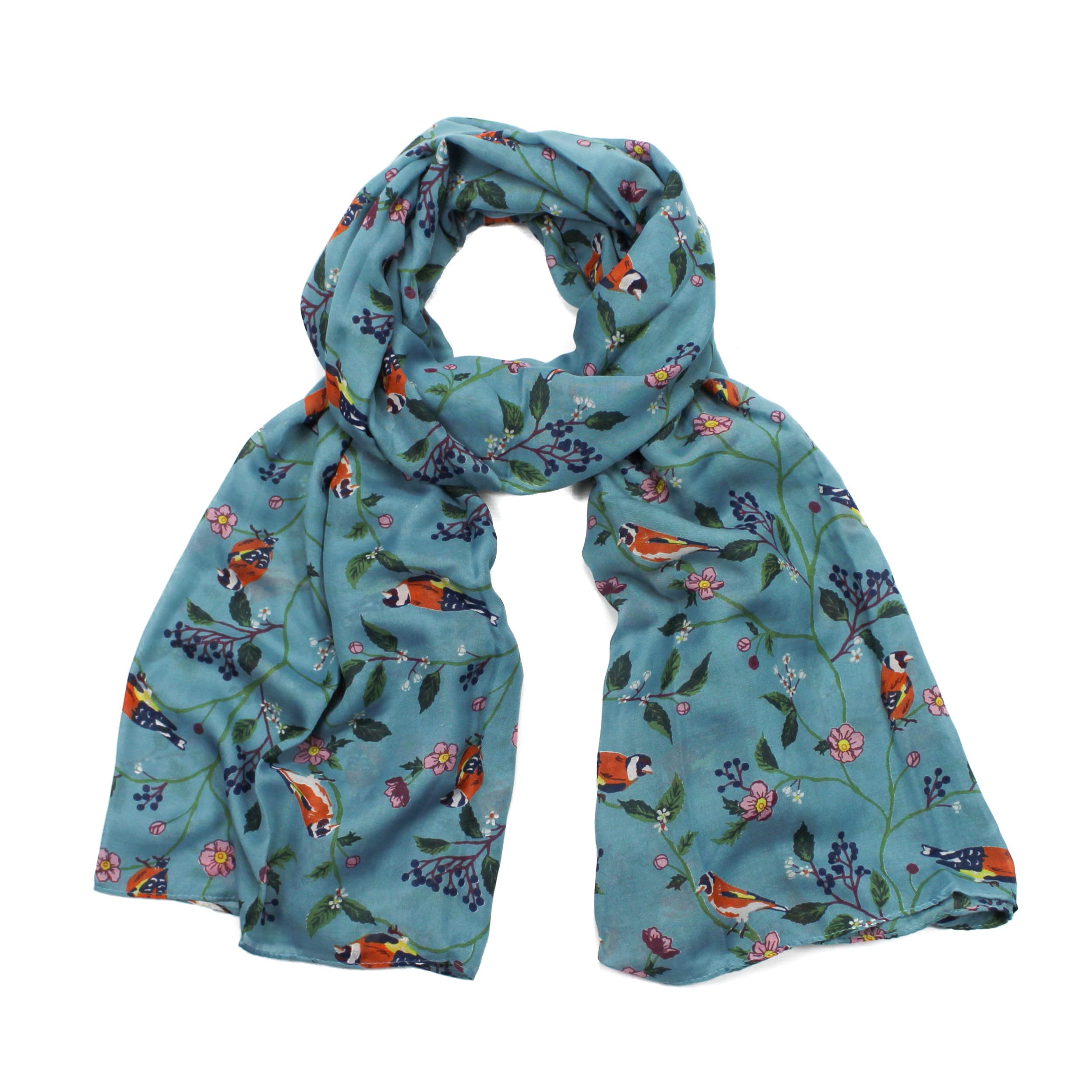 The Olive House Women's Blue The Olive House® Goldfinch Birds Design Scarf