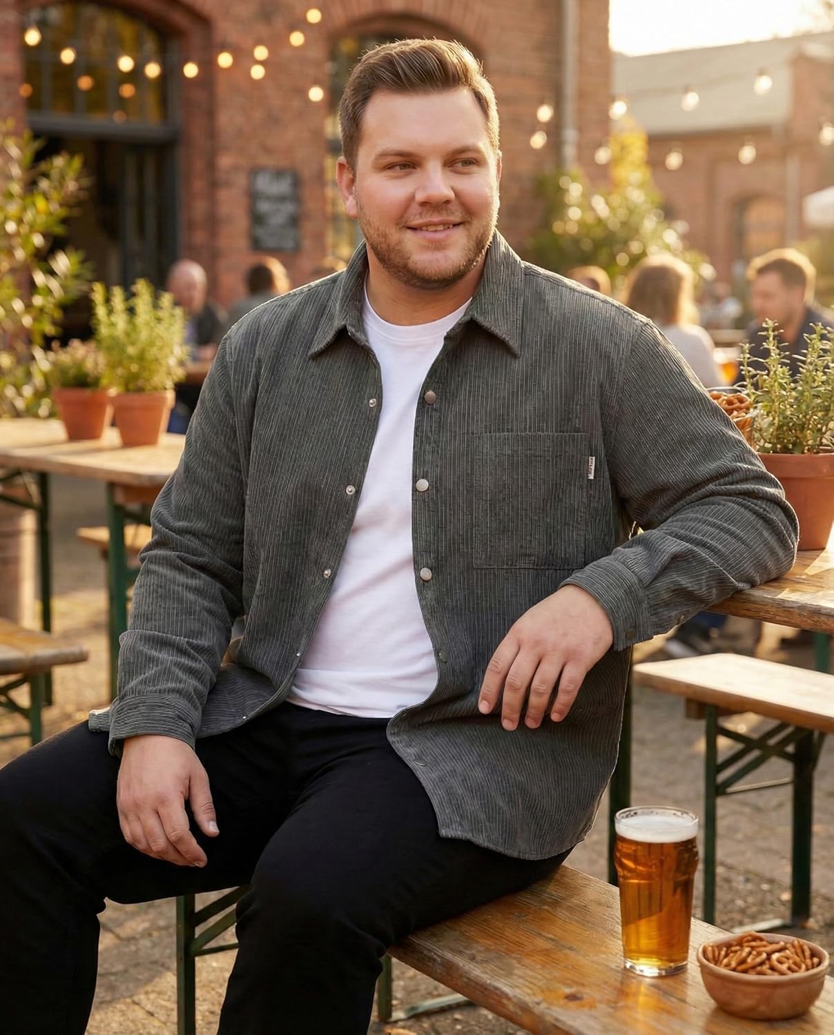 Big and Tall Men's Corduroy Shirt Jacket Long Sleeve Shacket Jacket Button Down Autumn Flannel Overshirt, 2XL-7XL - Image 5