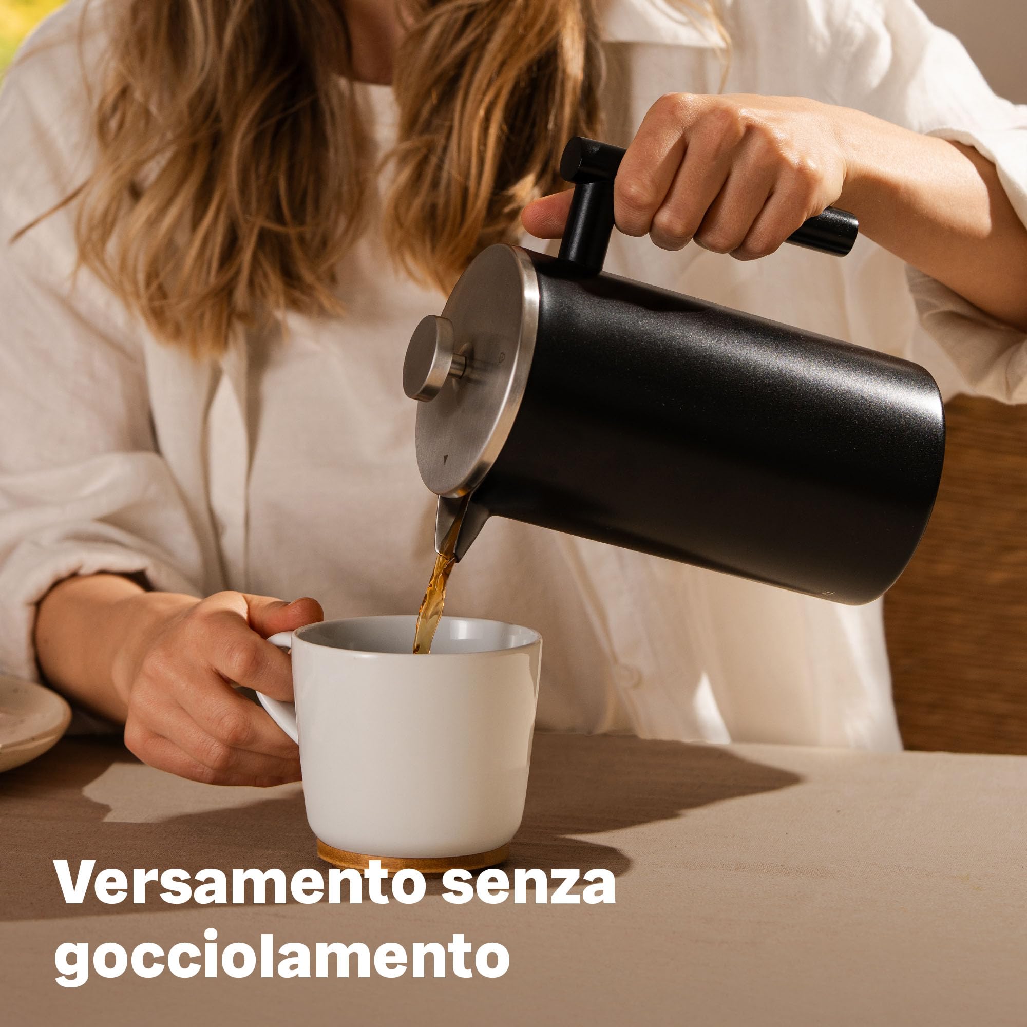 SILBERTHAL Caffettiera a stantuffo 1L - Acciaio inox - French press | Conserva il caffè caldo - Mantiene il caffè caldo - Facile da usare - Staccabile - Grande capacità 1 litro