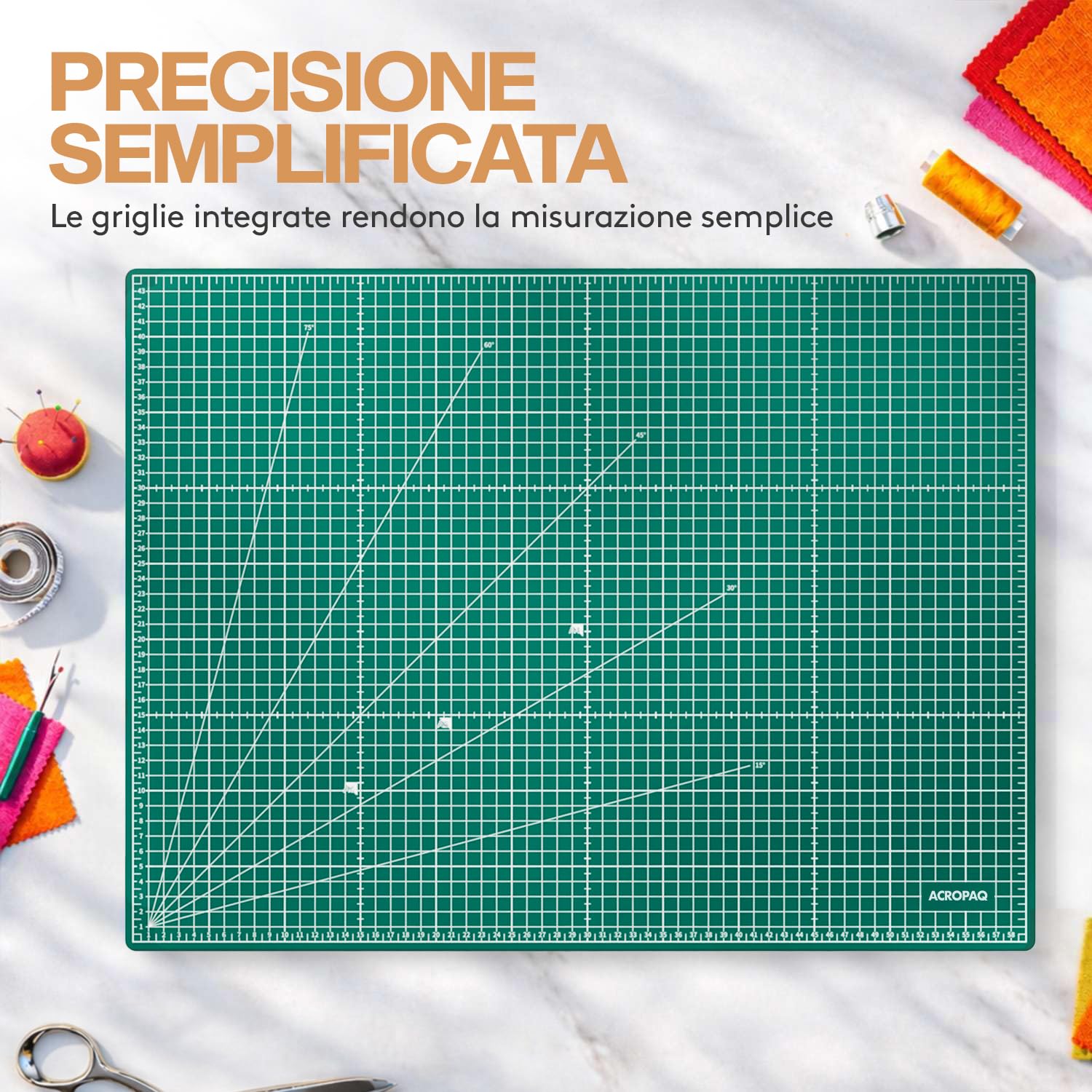 ACROPAQ A2 Tappetino da taglio auto-riparante 60 x 45 cm 5 strati protezione mobili