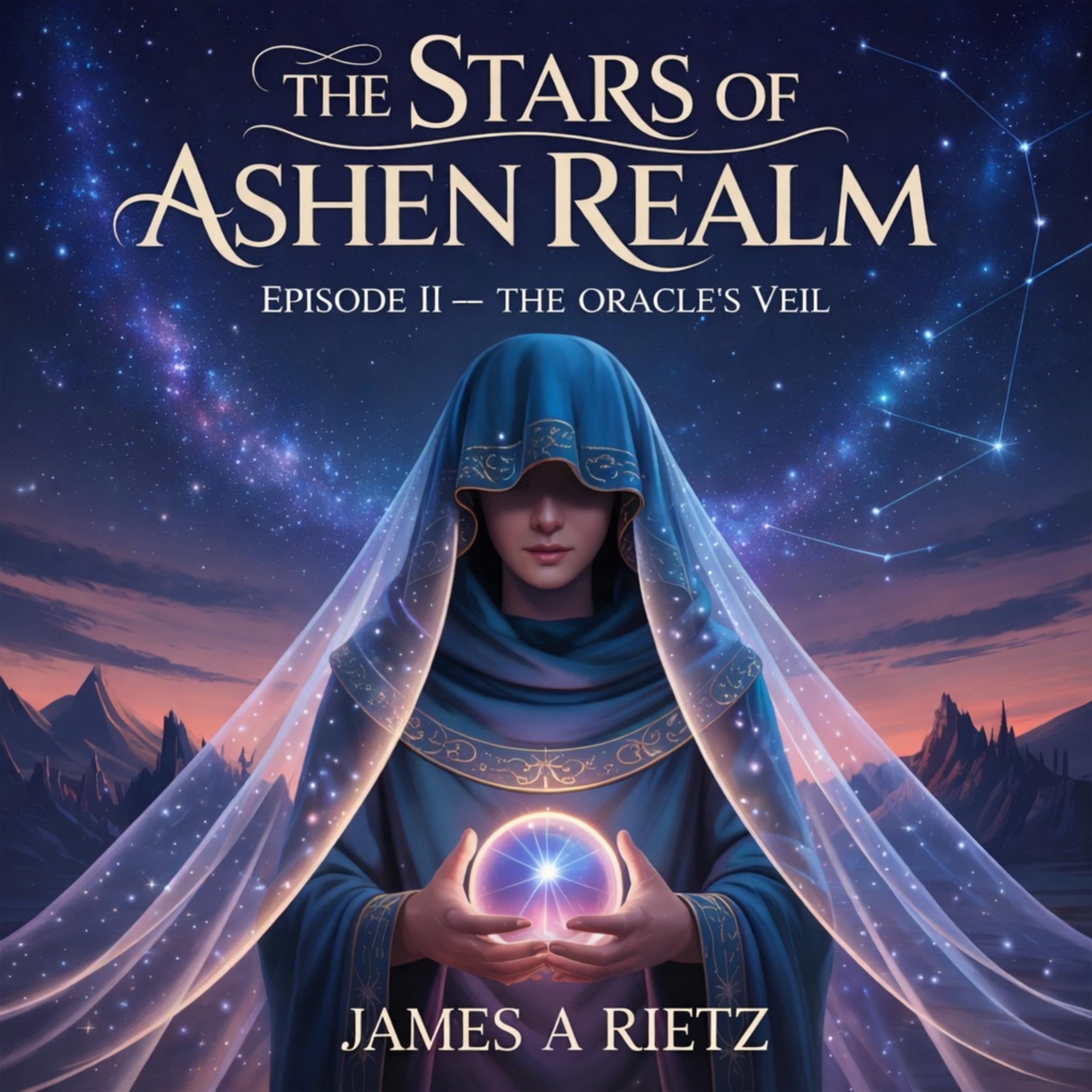 Cover art for The Stars of Ashen Realm: “The Oracle’s Veil”