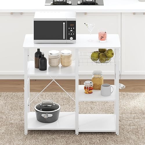 Miniatura 20 de Estante de cocina de 3 niveles de Soges con funciones de soporte para horno de microondas, carrito de almacenamiento y estante para área de trabajo,