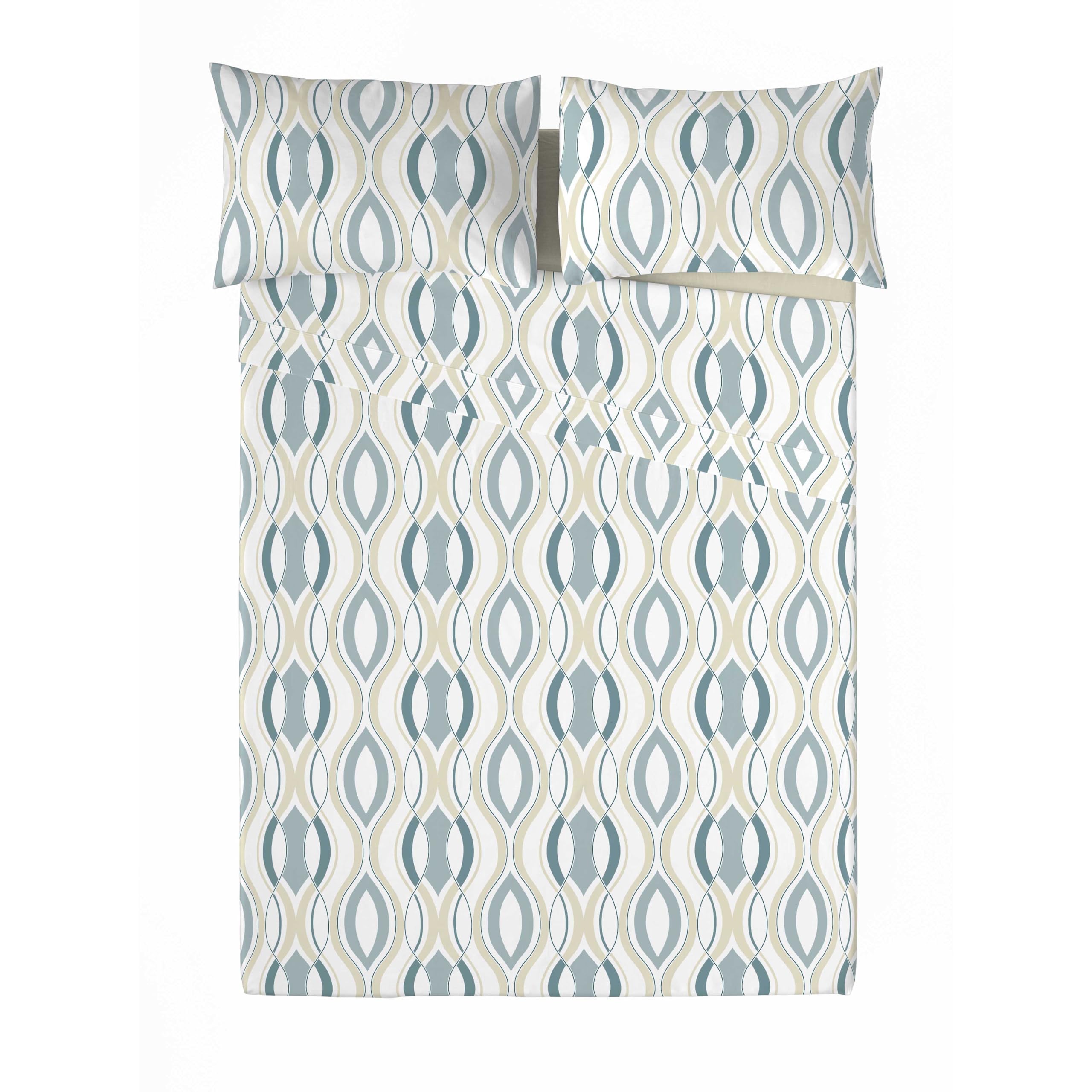 NATURALS - Juego de Sábanas Estampada Cama 150-100% Algodón Franela - Incluye Sábana Encimera + Sábana Bajera + 2 Fundas de Almohada - Extra Suave, Transpirable - Emma