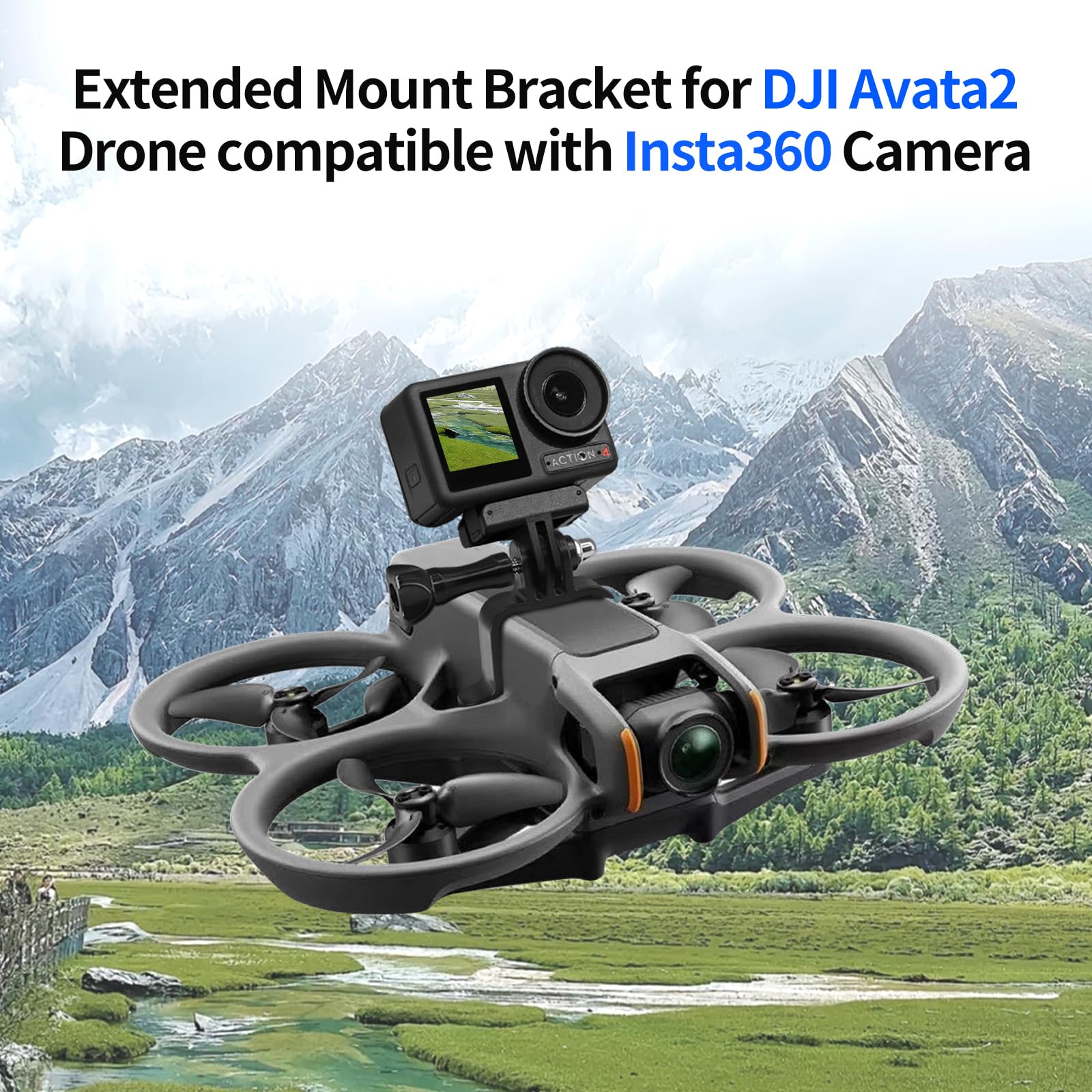 Supporto Esteso Per Fotocamera Sportiva Per Drone DJI Avata 2 – Staffa Di Montaggio In ABS – Compatibile Con Osmo Action E Insta360 - 4