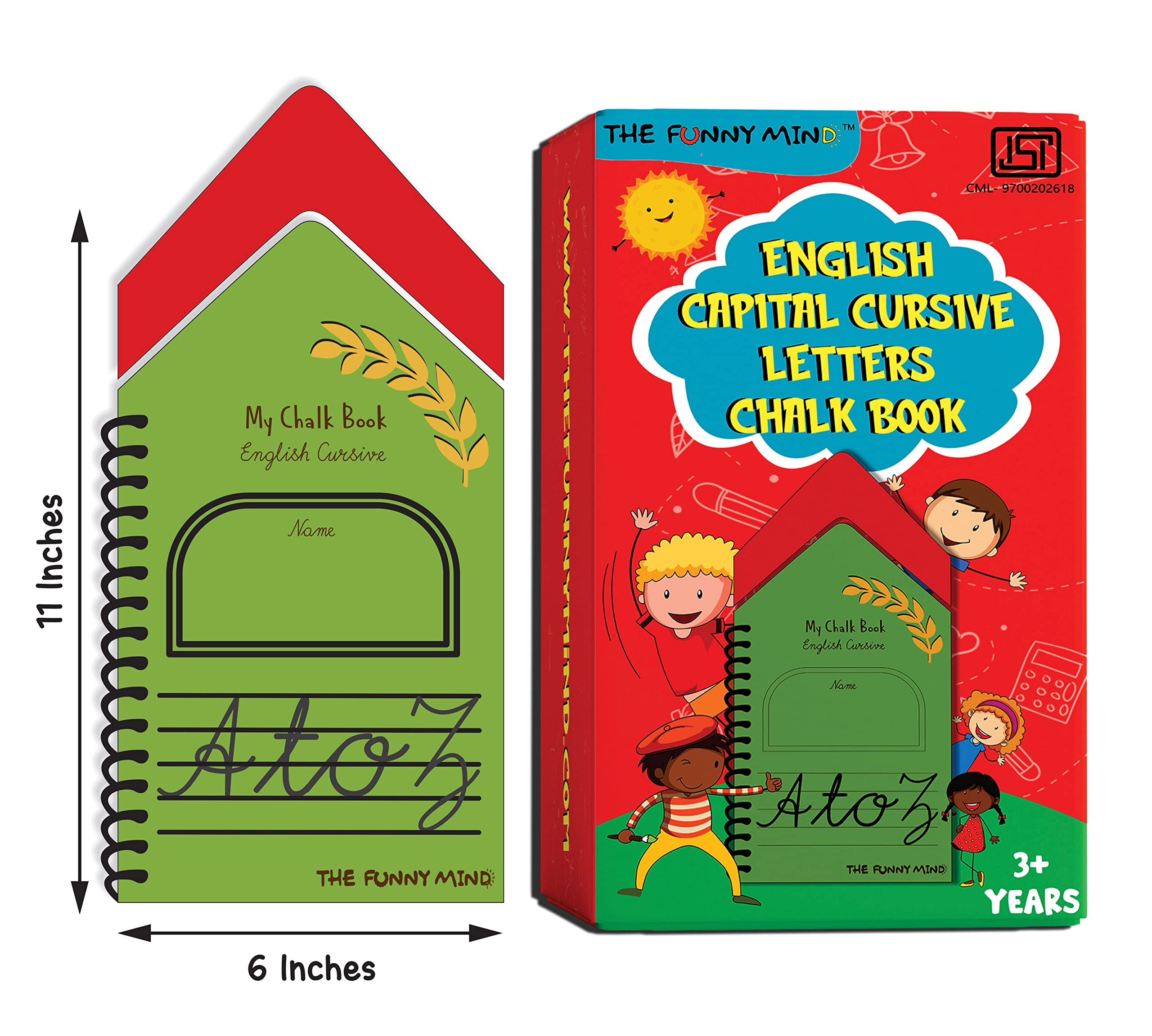 The Funny Mind Hut Shape Wooden A to Z Capital Cursive Letters Reusable Chalk Book for Preschool, Early Learners, and Montessori Kids, Tracing Slate, Cursive Writing Practice Book for Beginners 3