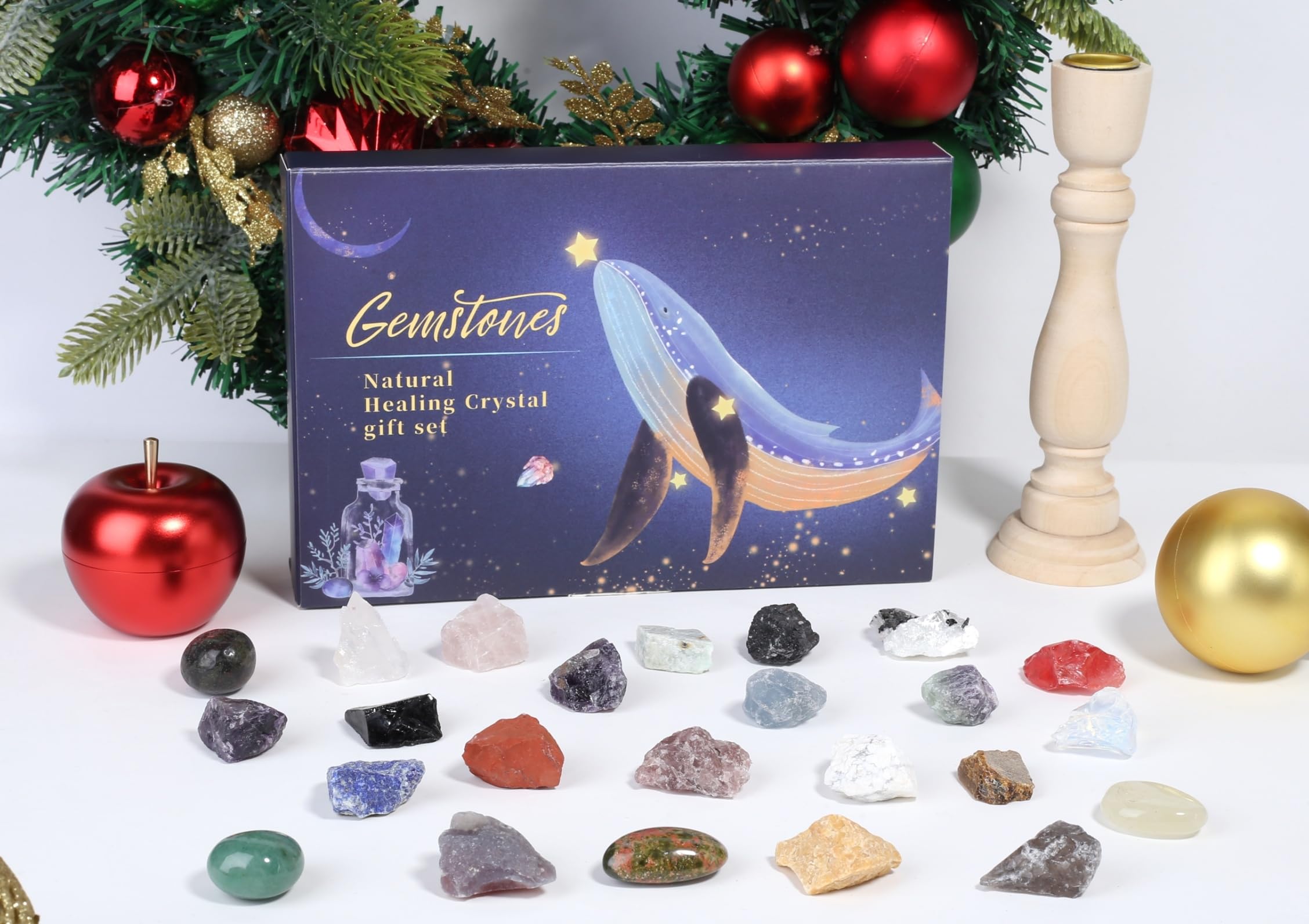 Sahoottie Crystal Advent Calendar 2025,24 Days Natural Crystal Gemstones Fossils Geographic Advent Calendars Crystals and Gemstones Rock Collection Enthusiasts Gifts for Women Men Adult Xmas - Image 2