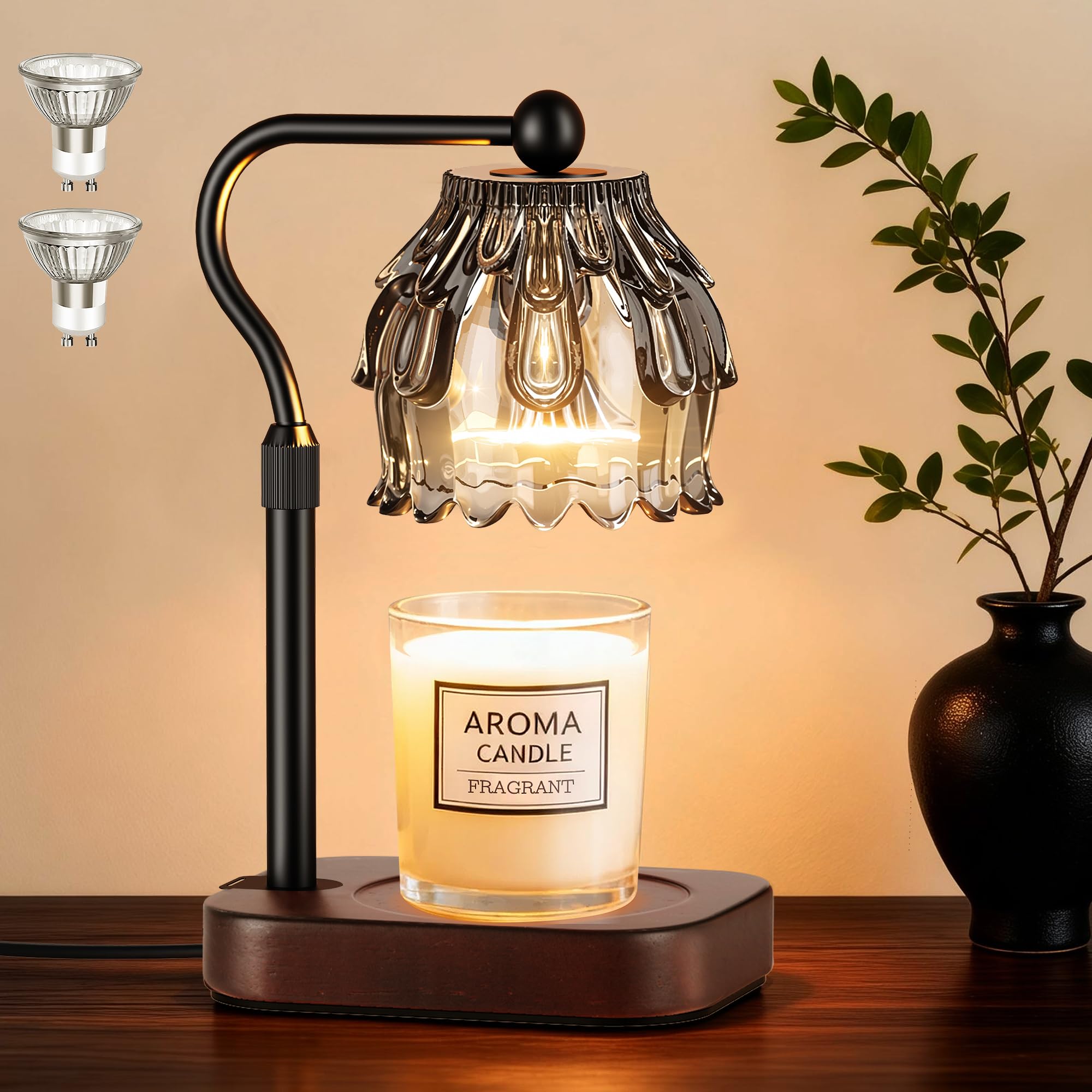ROTTOGOON Candle Warmer Lamp Wax Melt Timer Dimmer Housewarming Gift, Grey