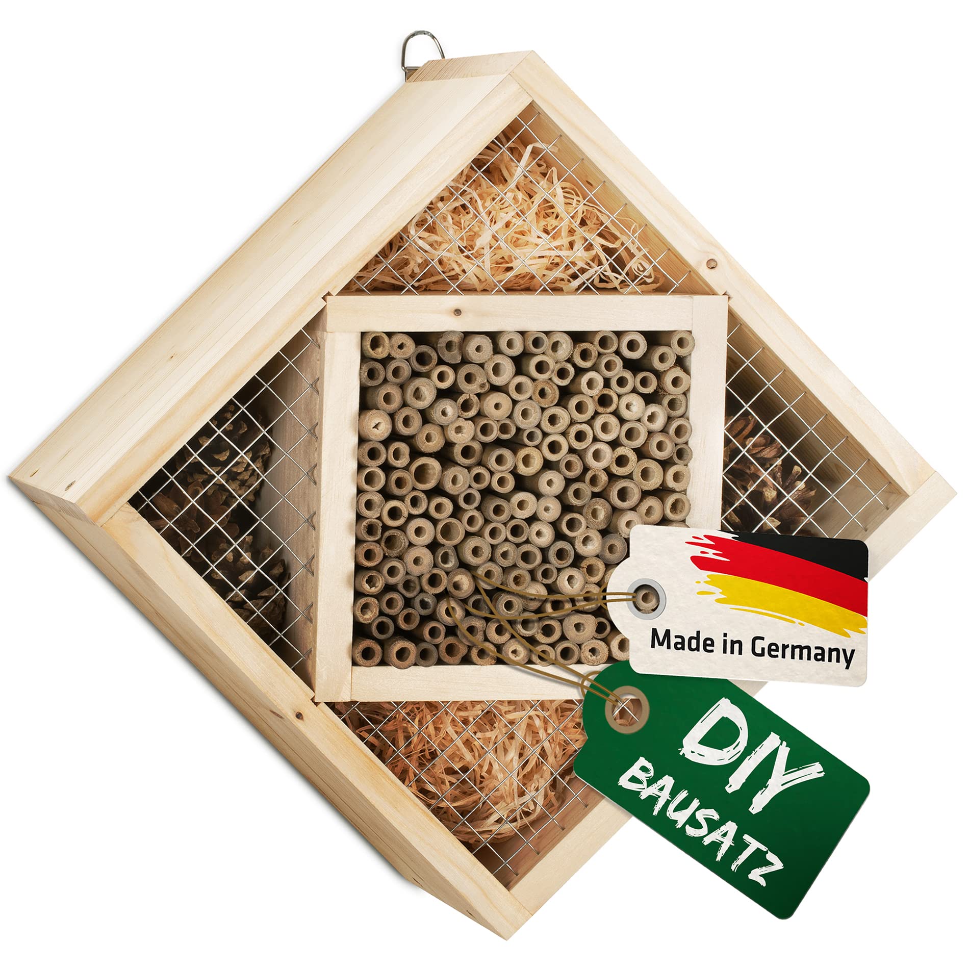 Zestaw Gardigo Hotel dla owadów Made in Germany | Zestaw do majsterkowania dla dzieci | Domek dla owadów, pomoc w zakładaniu gniazd dla pszczół, biedronek | 25 x 25 x 13 cm