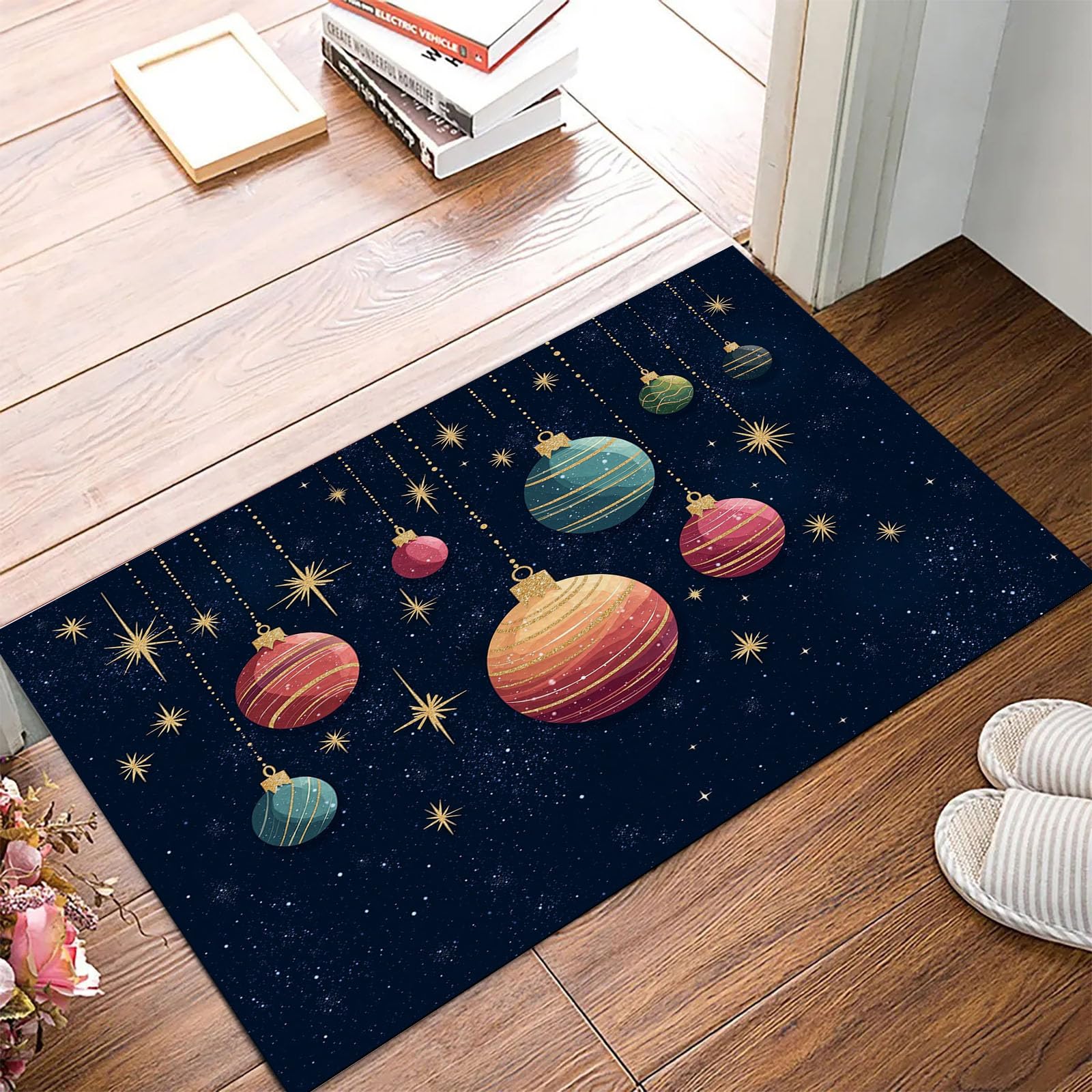 Tapis de Noël lavable en machine et antidérapant pour entrée