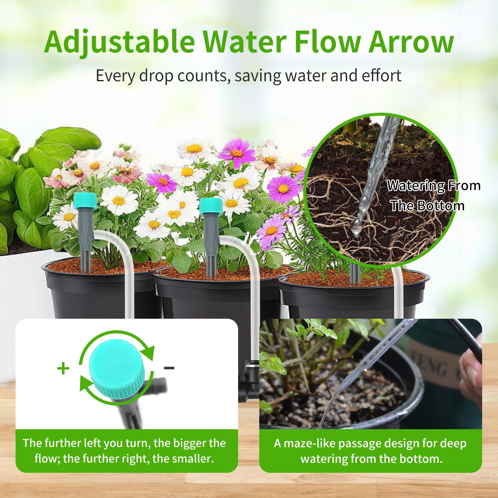 Dispositivi di irrigazione delle piante - Sistema automatico a doppia pompa per 20 vasi, timer intelligente 30 giorni con ricarica USB-C - Ideale per giardini e balconi interni
