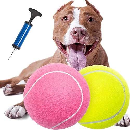 Pelota de juguete para perros, pelotas de tenis grandes de 9.5 pulgadas para perros pequeños, medianos y grandes, paquete de 2 pelotas inflables de