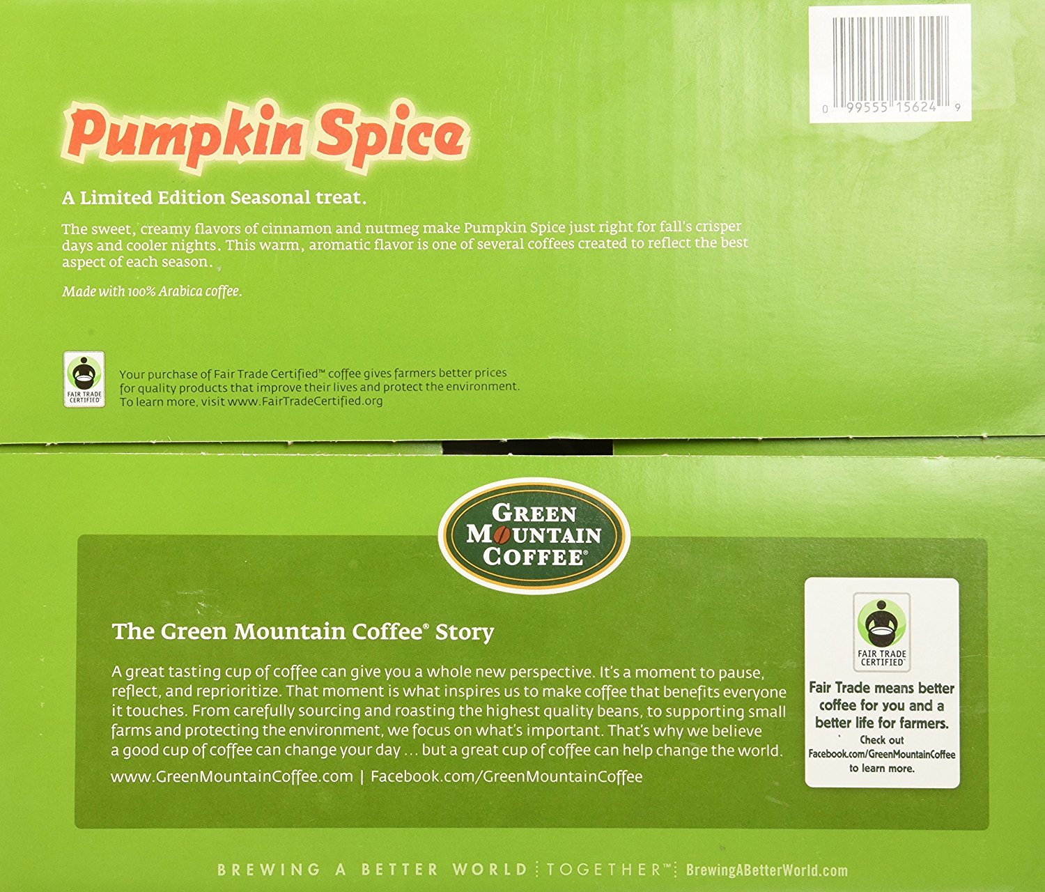 Green Mountain Coffee Fair Trade Pumpkin Spice K-Cups 80 Count Value Box