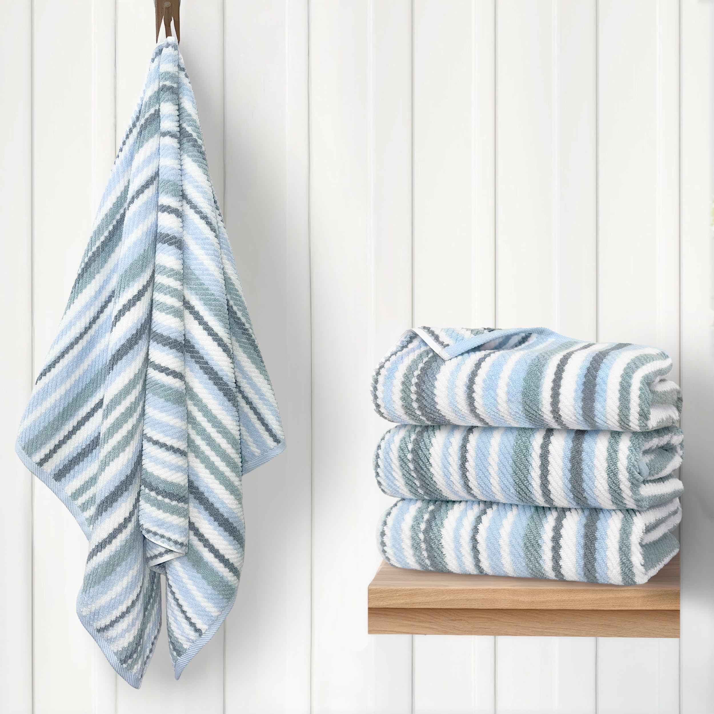 VOOVA & MOVAS Gray Beige Bath Towel Set - Soft & Absorbent -30