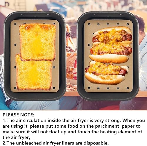 Miniatura 5 de 100 piezas accesorios para freidora de aire Ninja Foodi Dual Air Freider, forros de papel pergamino antiadherentes desechables redondos papel de