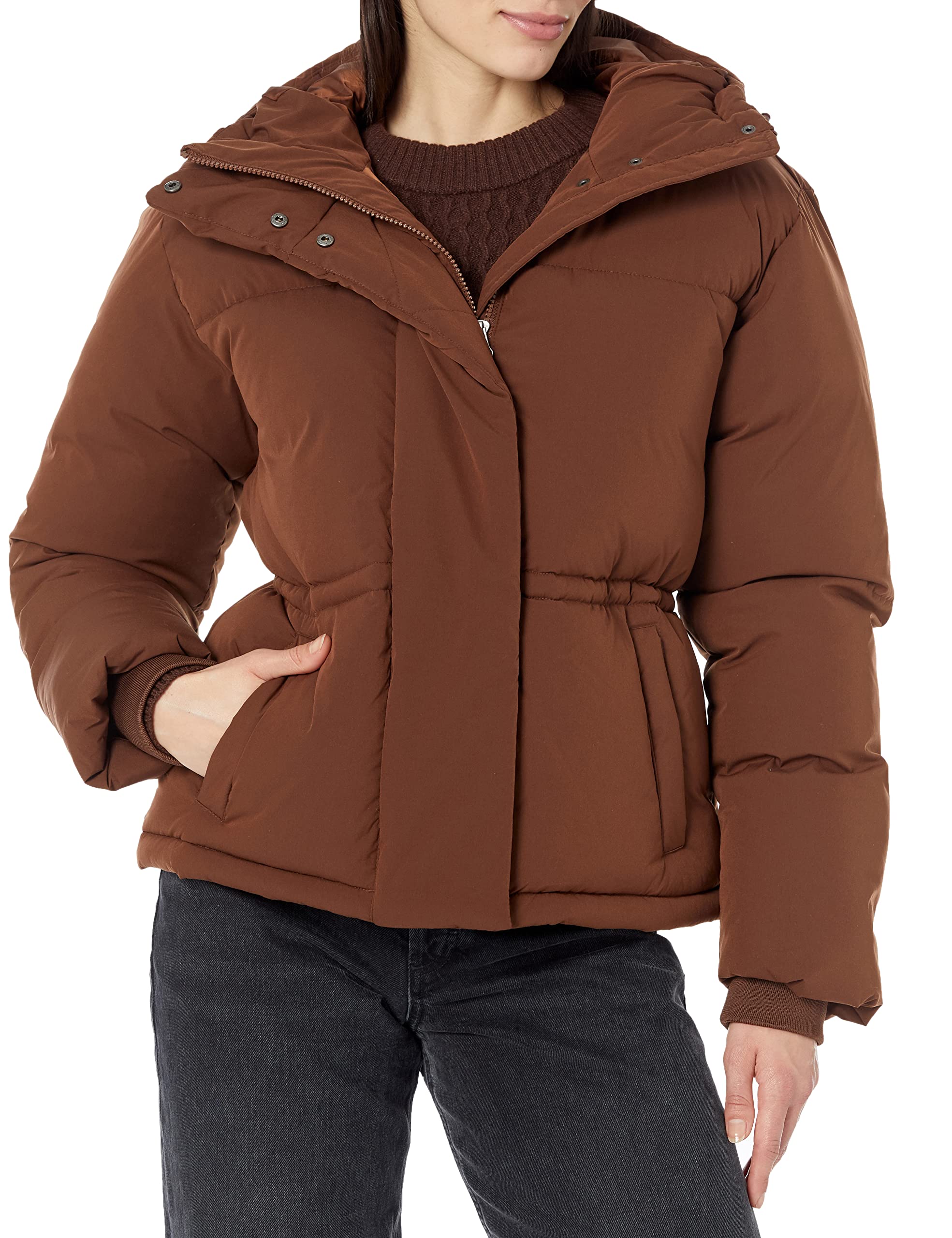 amazon essentials women's short waisted puffer jacket xl (available in plus size)
