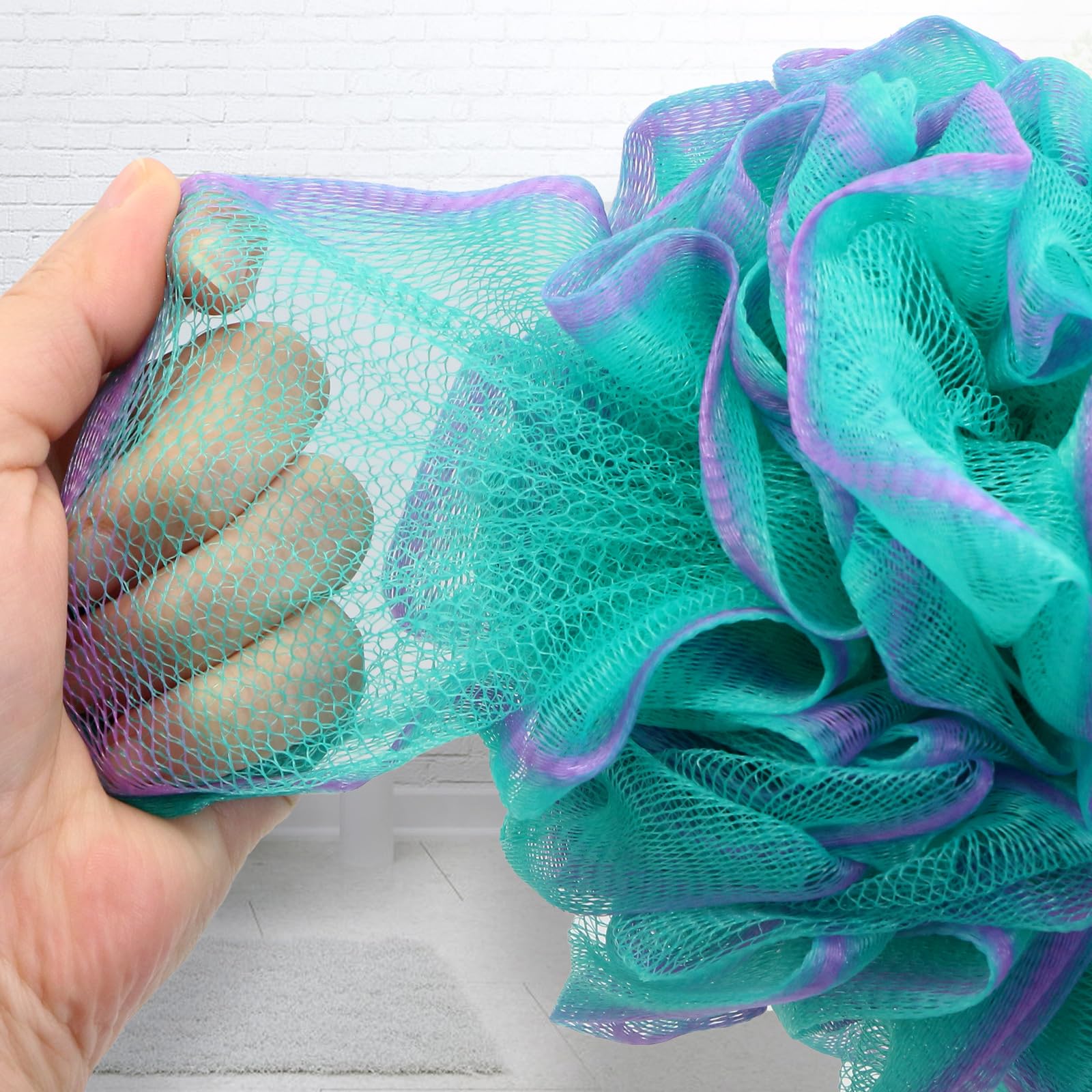 Prysznic Puff Loofah gąbka bardzo duża, zestaw 4,75 g/szt., miękka gąbka do ciała dla kobiet i mężczyzn, siatkowa pufa gąbka łazienkowa złuszczająca skórę
