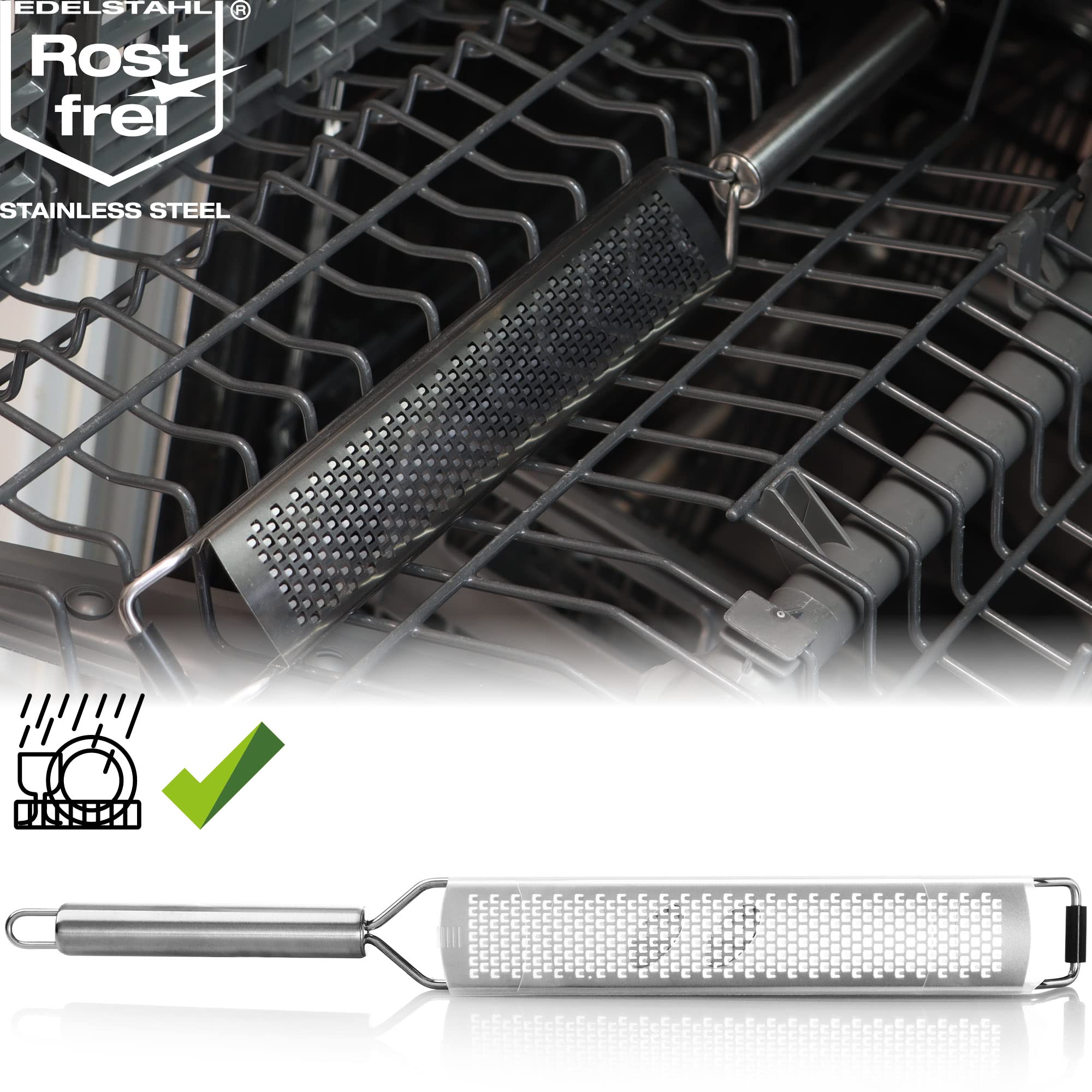 Grattugia Da Cucina In Acciaio Inox Robin Goods | Per Verdura, Formaggio E Zenzero | Con Manico - Foto 8