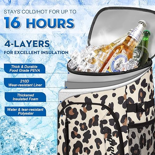 Miniatura 2 de Capolo Mochila enfriadora de 3045 latas, bolsa térmica aislada para bebidas, enfriador suave, almuerzo, camping, viajes, picnic, senderismo para