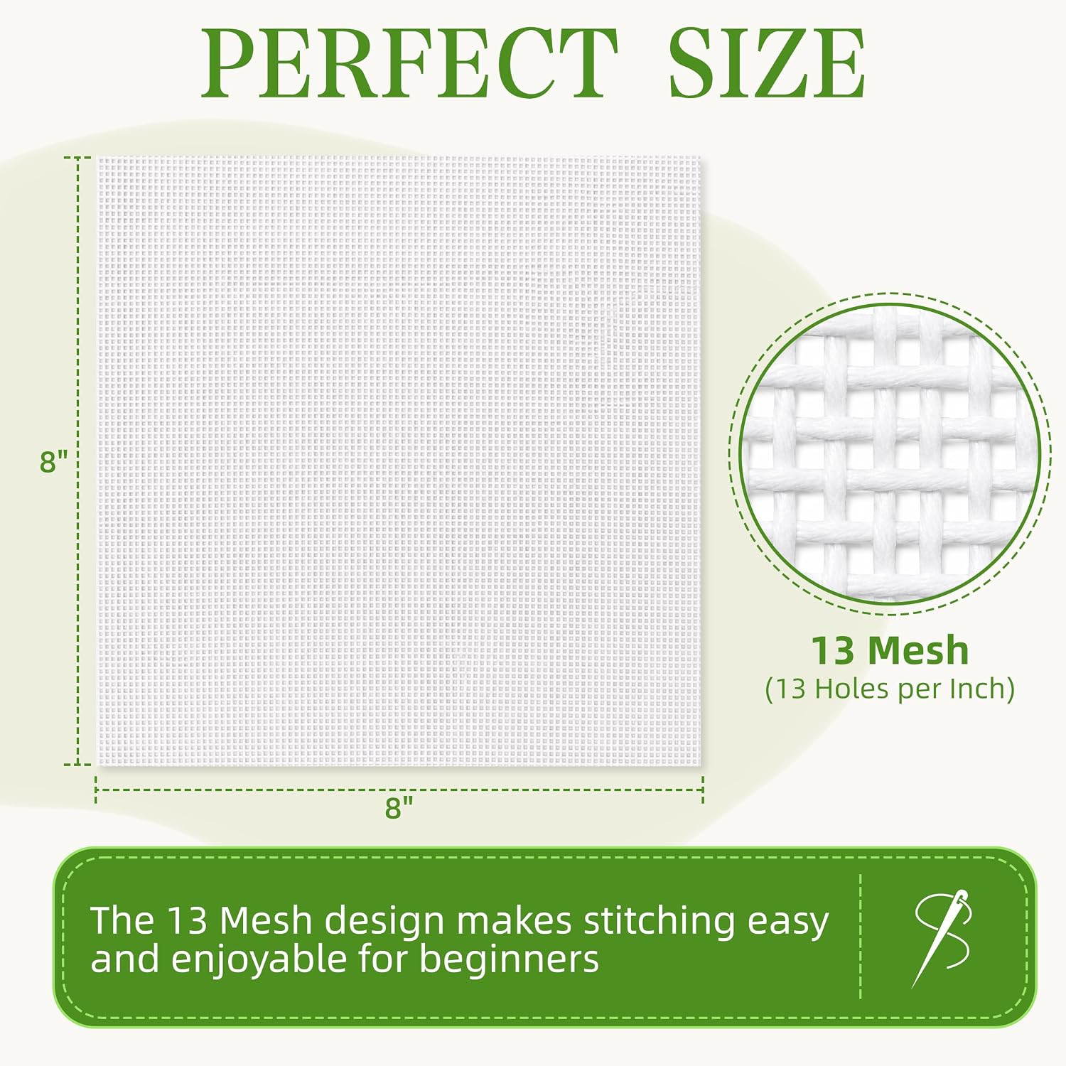 10 PCS 13 Mesh Needlepoint Canvas Blank 8" x 8" White Pure Cotton