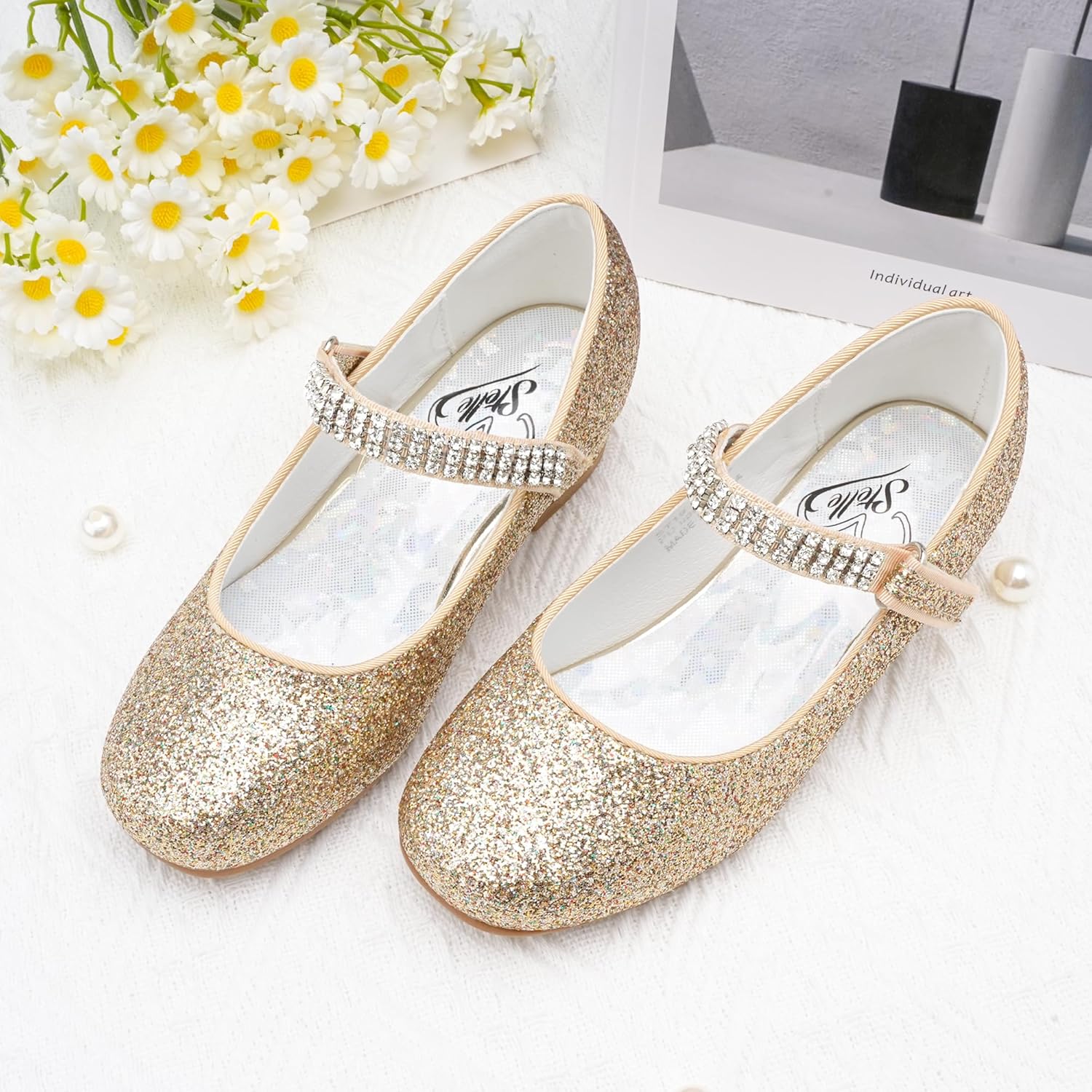 Stelle Girls Mary Jane Dress Shoes Low Heel Glitter Patent Bow Kids Party Wedding Flower Girl School Shoes(Toddler/Little/Big Kid) - Image 7