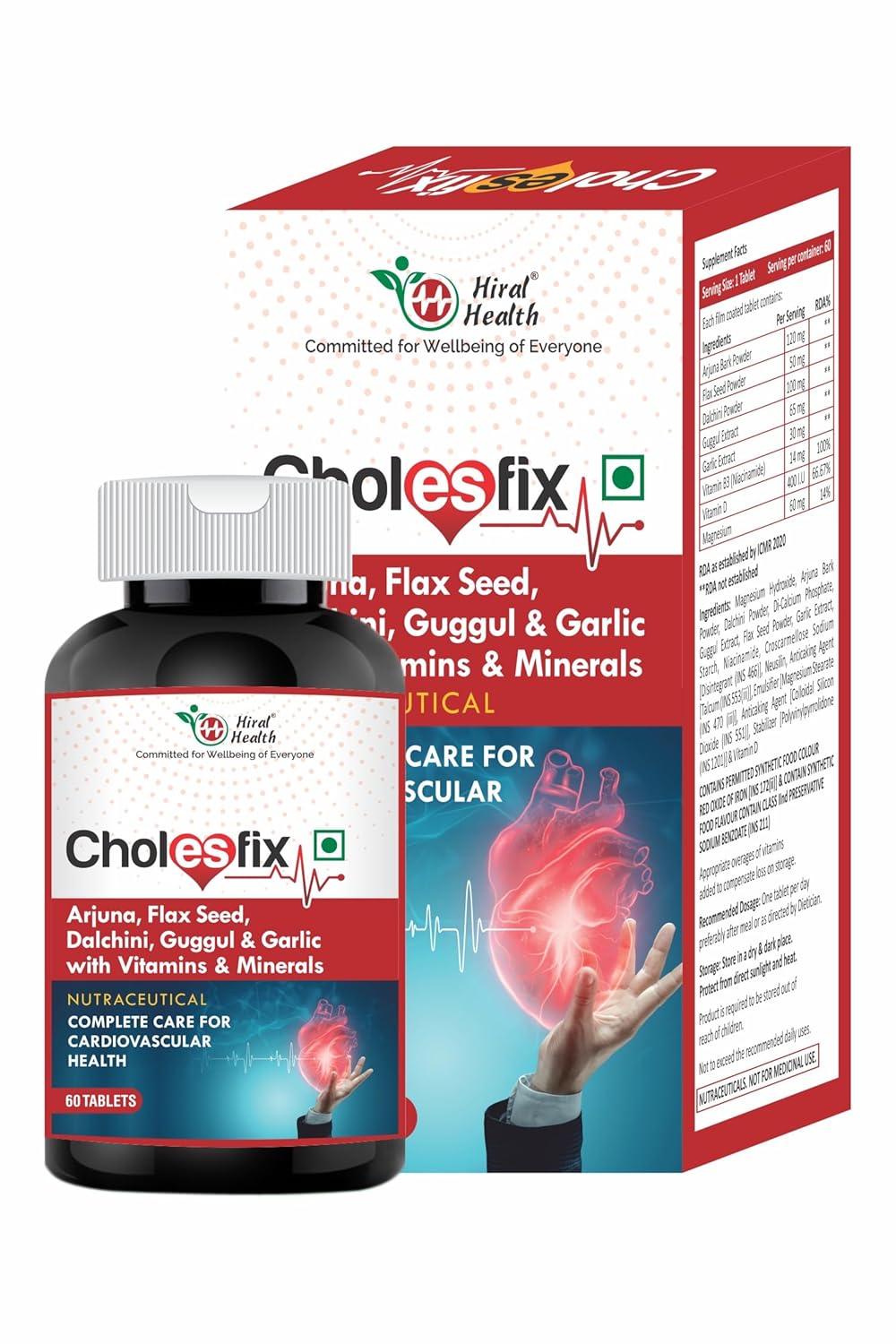Buy Hiral Health's Cholesfix Tablets Heart Supplement to Maintain
