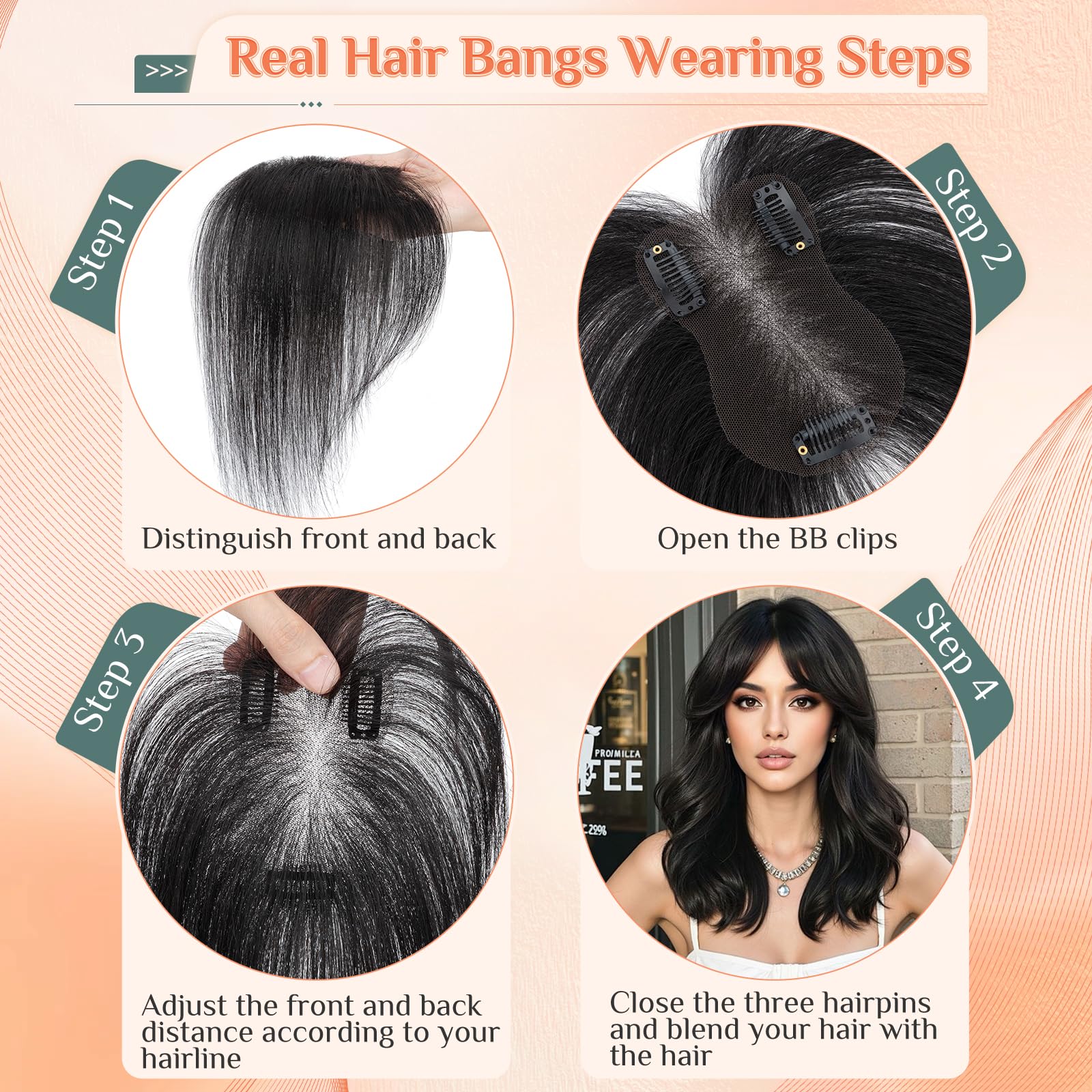 Benehair Echthaar Topper 100% Handgeknüpfte Toupets Clip in Haarteil Haar Haarstücke für Frauen #4P27 Mittelbraun/Dunkelblond Hair Topper Ohne Pony 14g 27 CM