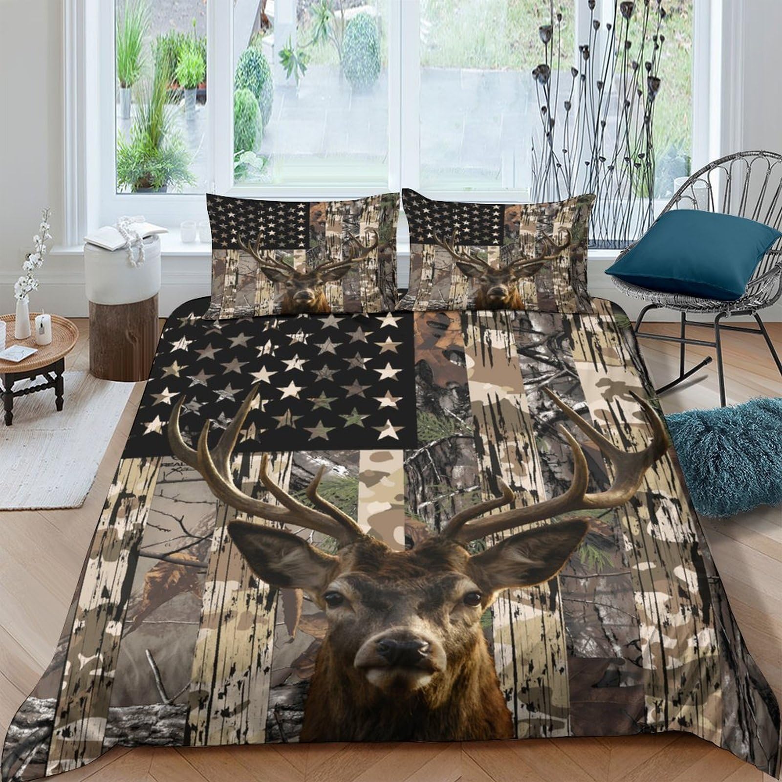Housse de couette cerf 3D 140x200 microfibre avec taie