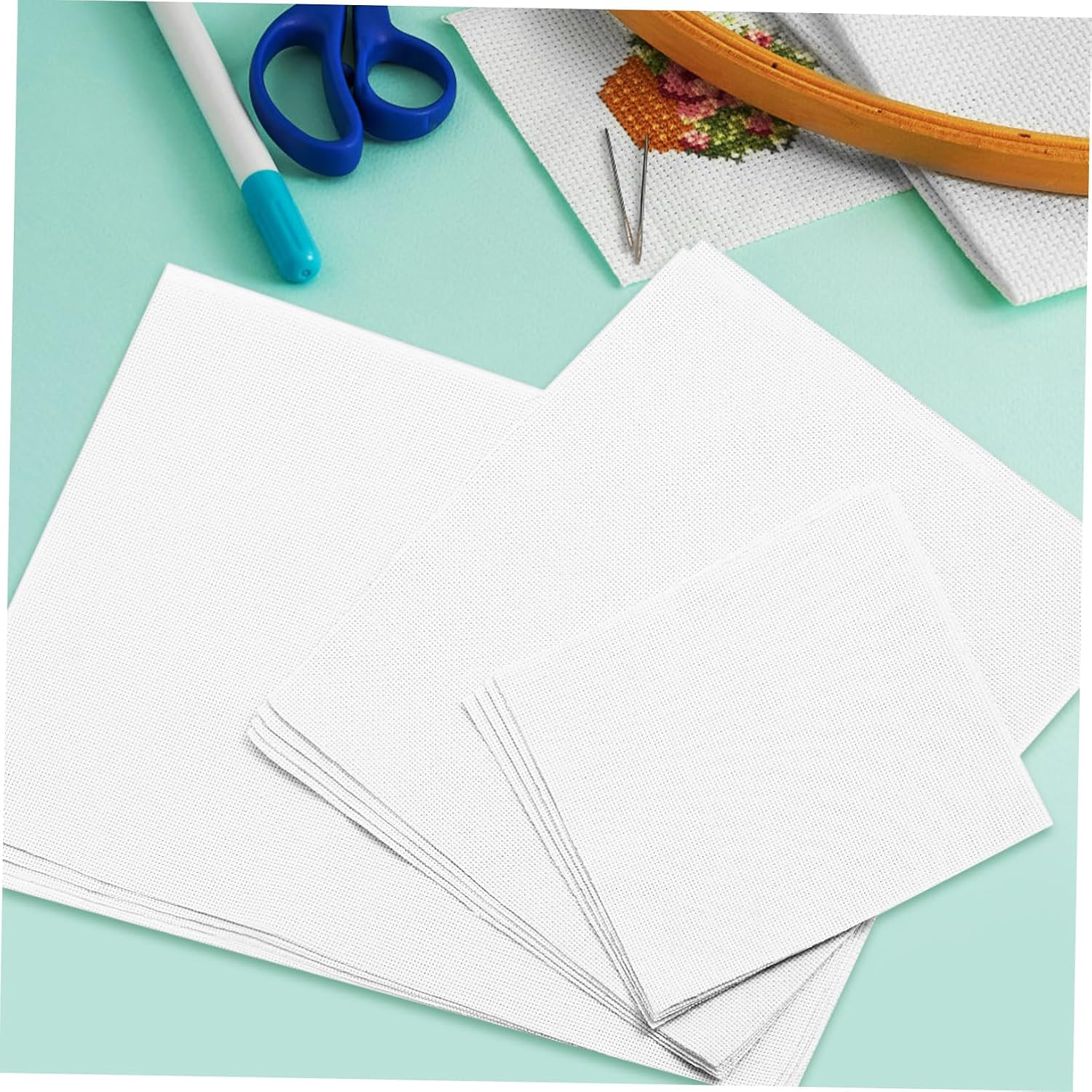 12pcs Cross Stitch Fabric Embroidery Cloths for DIY Crafts Including White for Beginners and Handwork Projects