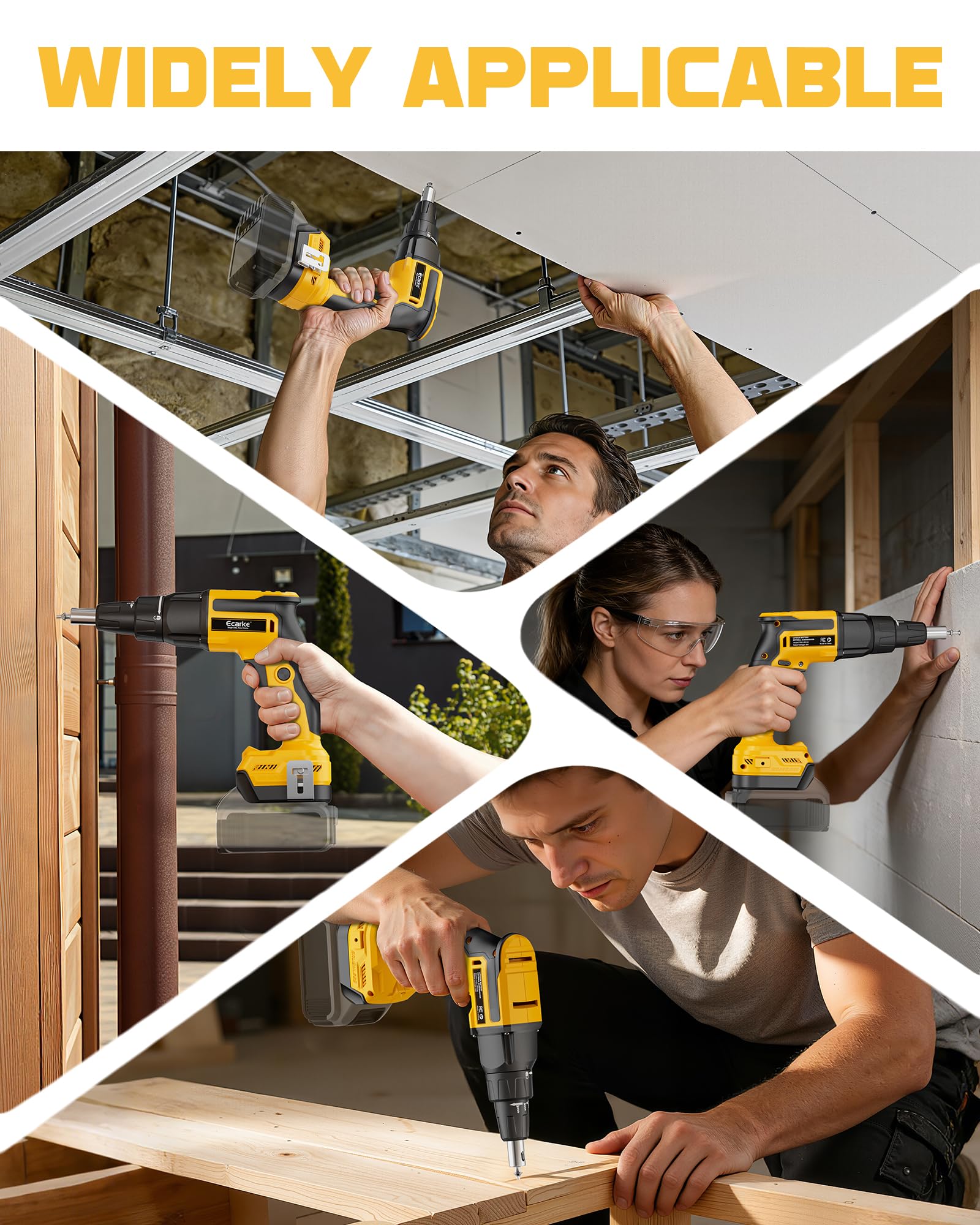 Ecarke Pistola de tornillo para paneles de yeso compatible con la batería DeWalt de 20 V, destornillador rápido de 6000 rpm, destornillador inalámbrico sin escobillas con clip de cinturón, luz LED