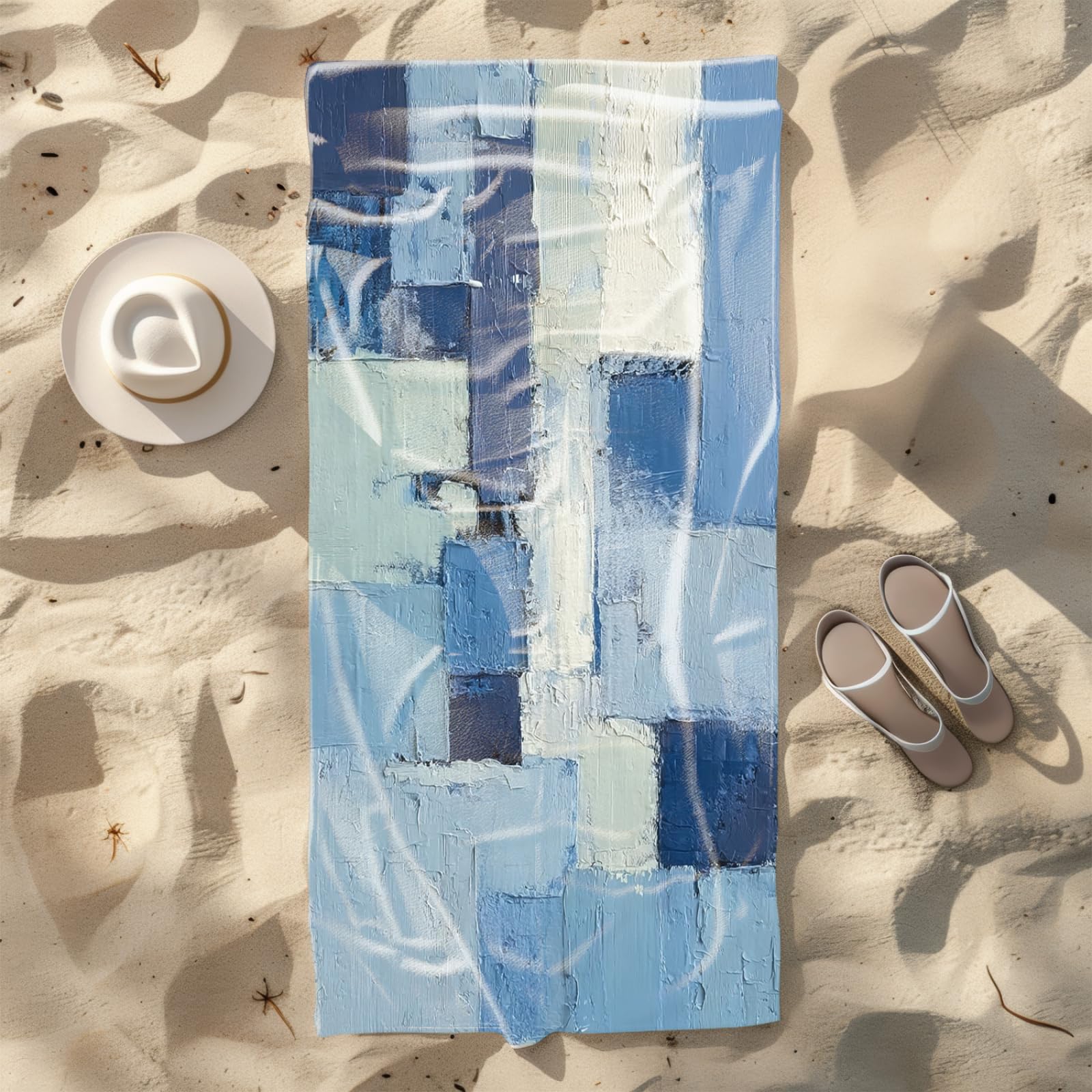 Générique Serviette de Plage XXL Graffiti Bleu Blanc