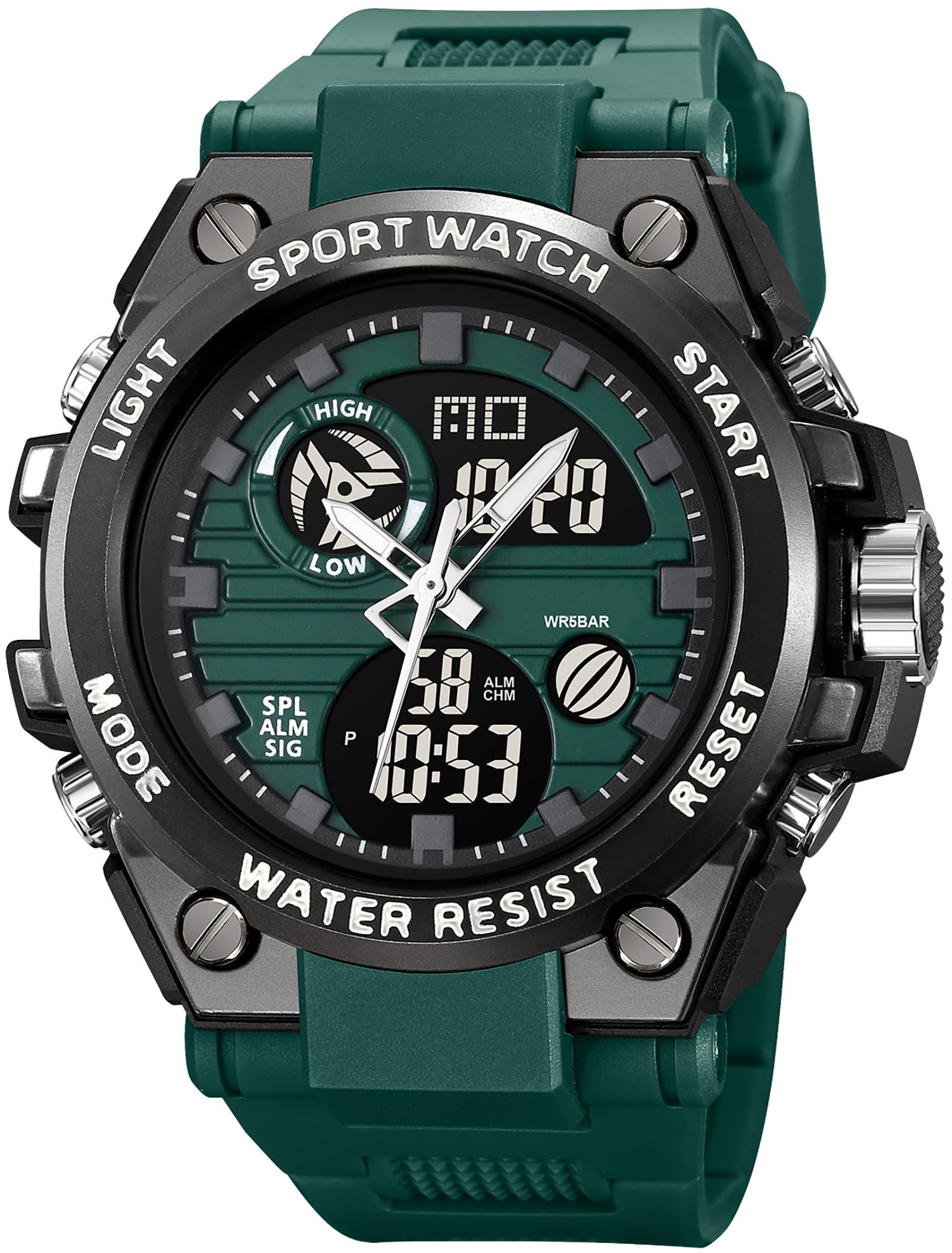 findtime Orologio da uomo arancione alla moda militare colorato con retroilluminazione a LED impermeabile sveglia cronometro Caratteristiche analogico digitale elettronico al quarzo sportivo orologio
