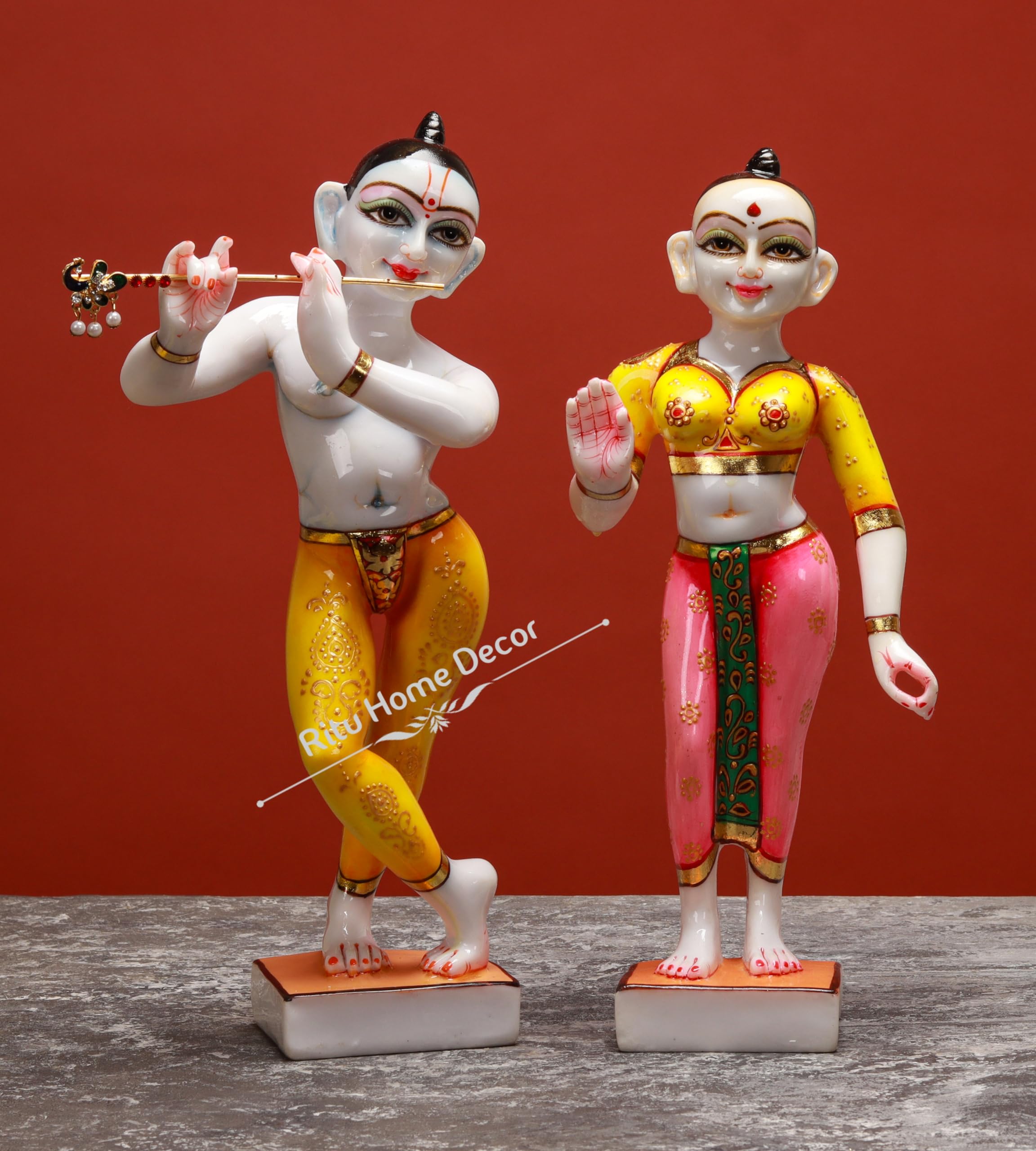 Iskon Radha Krishna Statue - 14"" Girdhar Gopal Sculpture - Divine Lovers Statue - Hindu God Figurine - Radhika Madhav Figurine