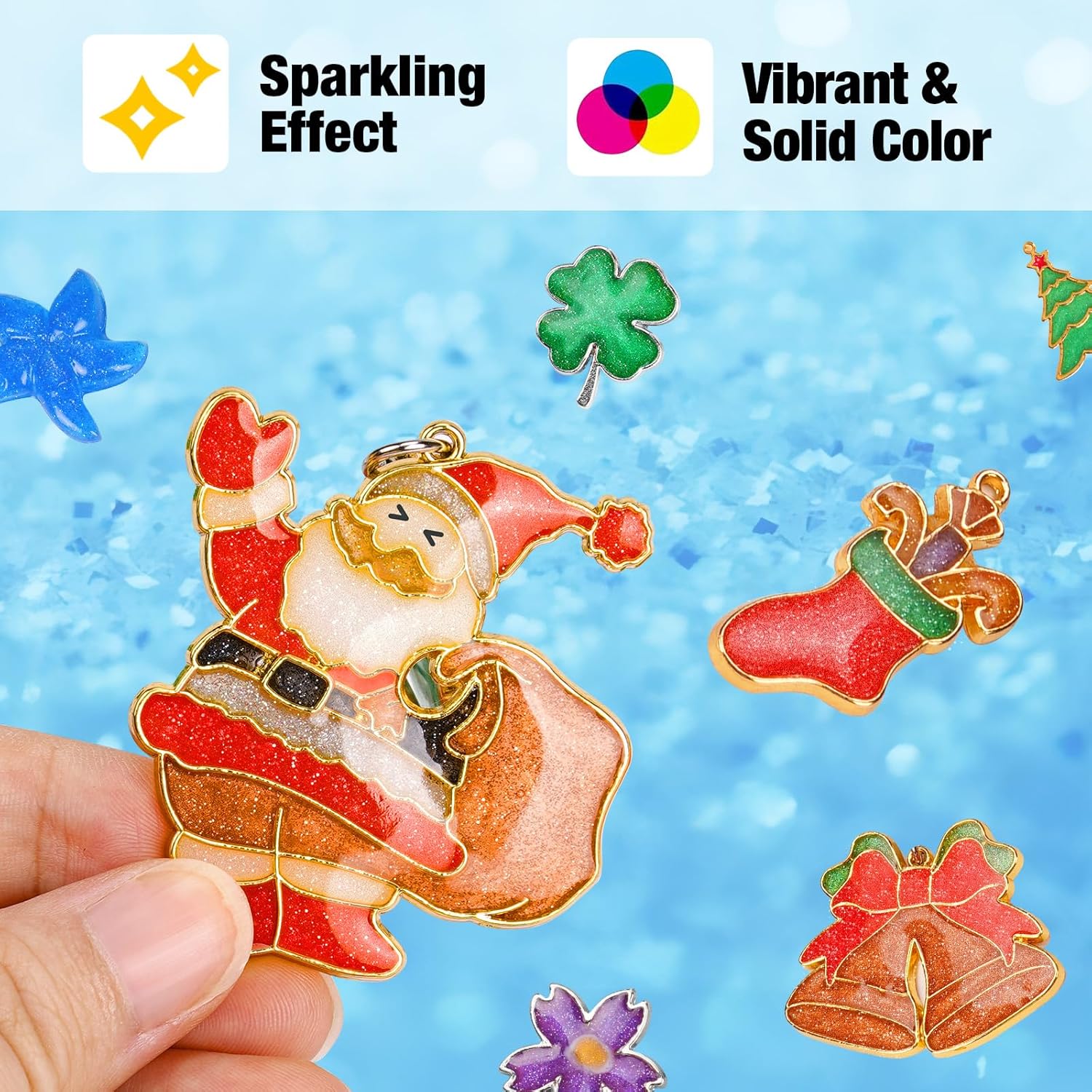 JDiction Glitter Colored UV Resin, 8 Colors Metallic UV Resin with Sparkling Effect, Hard Glitter Resins Kit for Jewelry Making, Colored Casting and Coating, Crafts and Decoration - Image 3