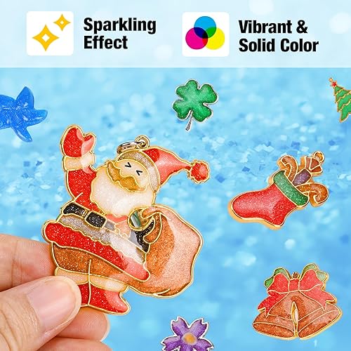 Miniatura 3 de JDiction Resina UV de color con purpurina, resina UV metálica de 8 colores con efecto brillante, kit de resinas de purpurina dura para fabricación