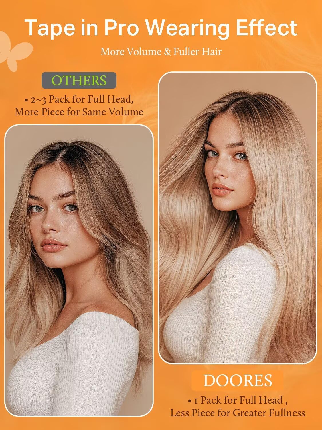 DOORES Tape in Extensions Real Human Hair, 80g 20pcs Balayage Dark Brown to Chestnut Brown 18 Inch, Thick Natural Human Hair Extensions, Natural Thick Remy Tape in Straight