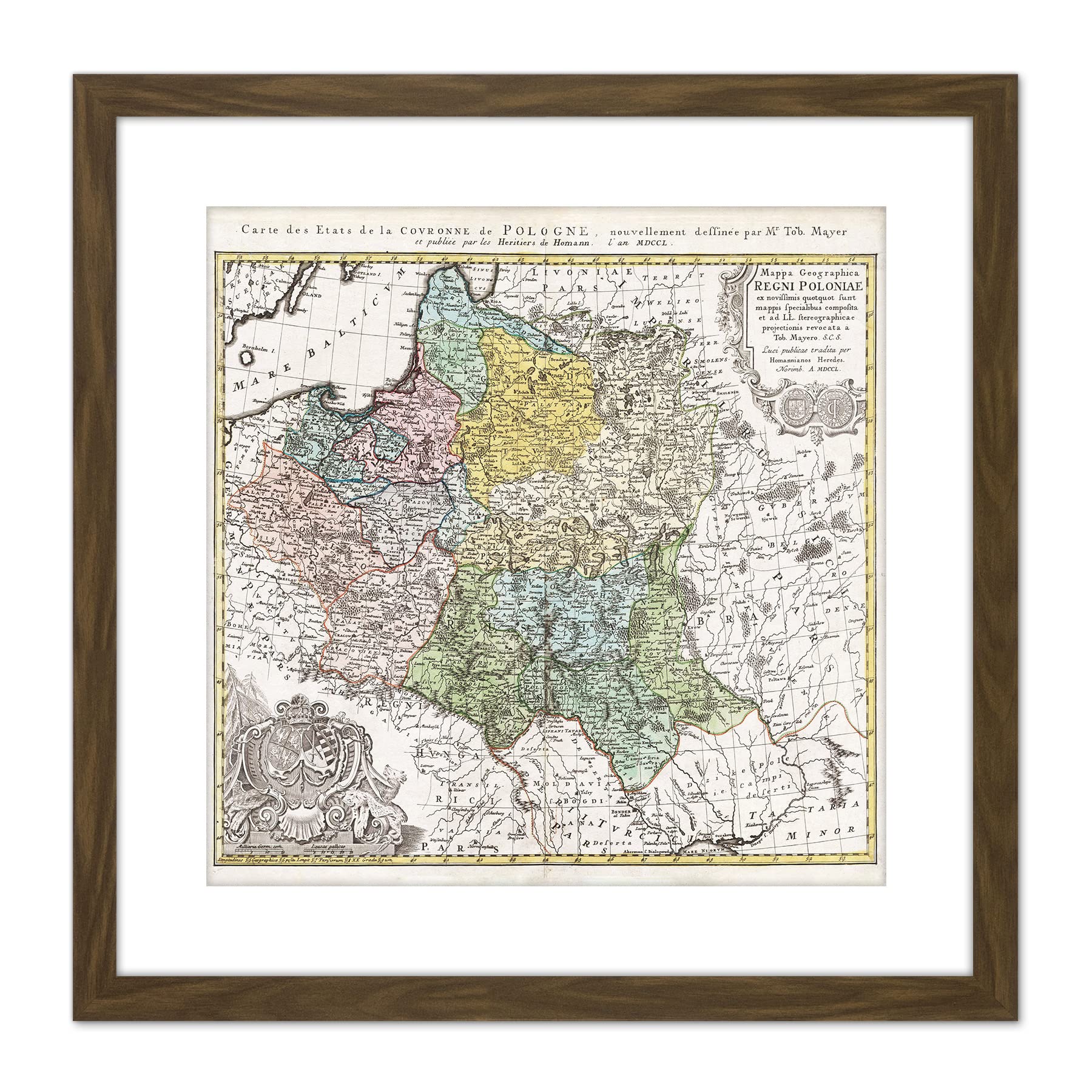Amazon.co.jp: 地図アンティーク1750 Homann Poland古歴史レプリカ 9×9 
