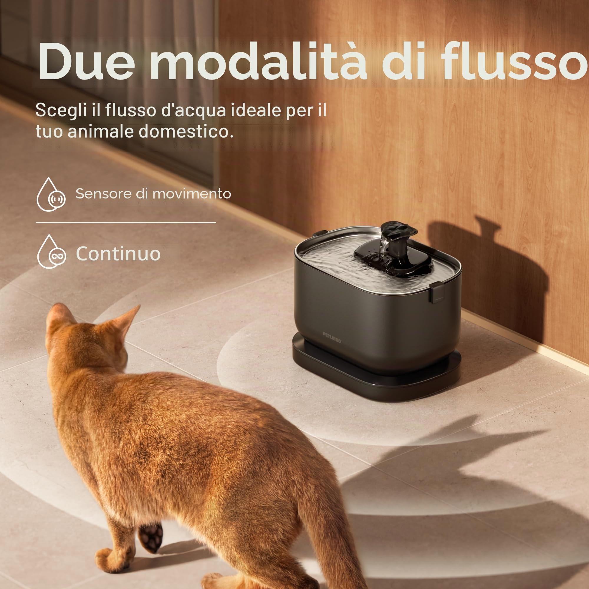 PETLIBRO Fontana per gatti senza fili con sensore di movimento, facile pulizia, n°1 Dockstream per gatti, senza fili, con batteria da 5000 mAh, 23 dB ultraleggera, senza BPA, 2 pompe