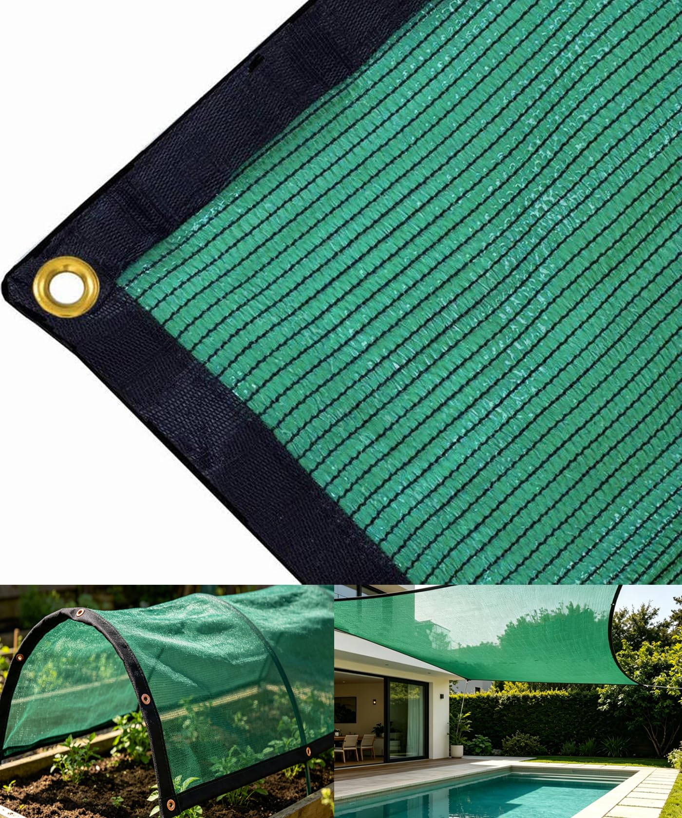 70% Green Shade Cloth with Grommets, 12 FT X 18 FT Heavy Duty HDPE Shade Cover, UV Blocking Mesh Tarp for Garden Patio Plants, Tomatoes, Barns Kennel, Greenhouse